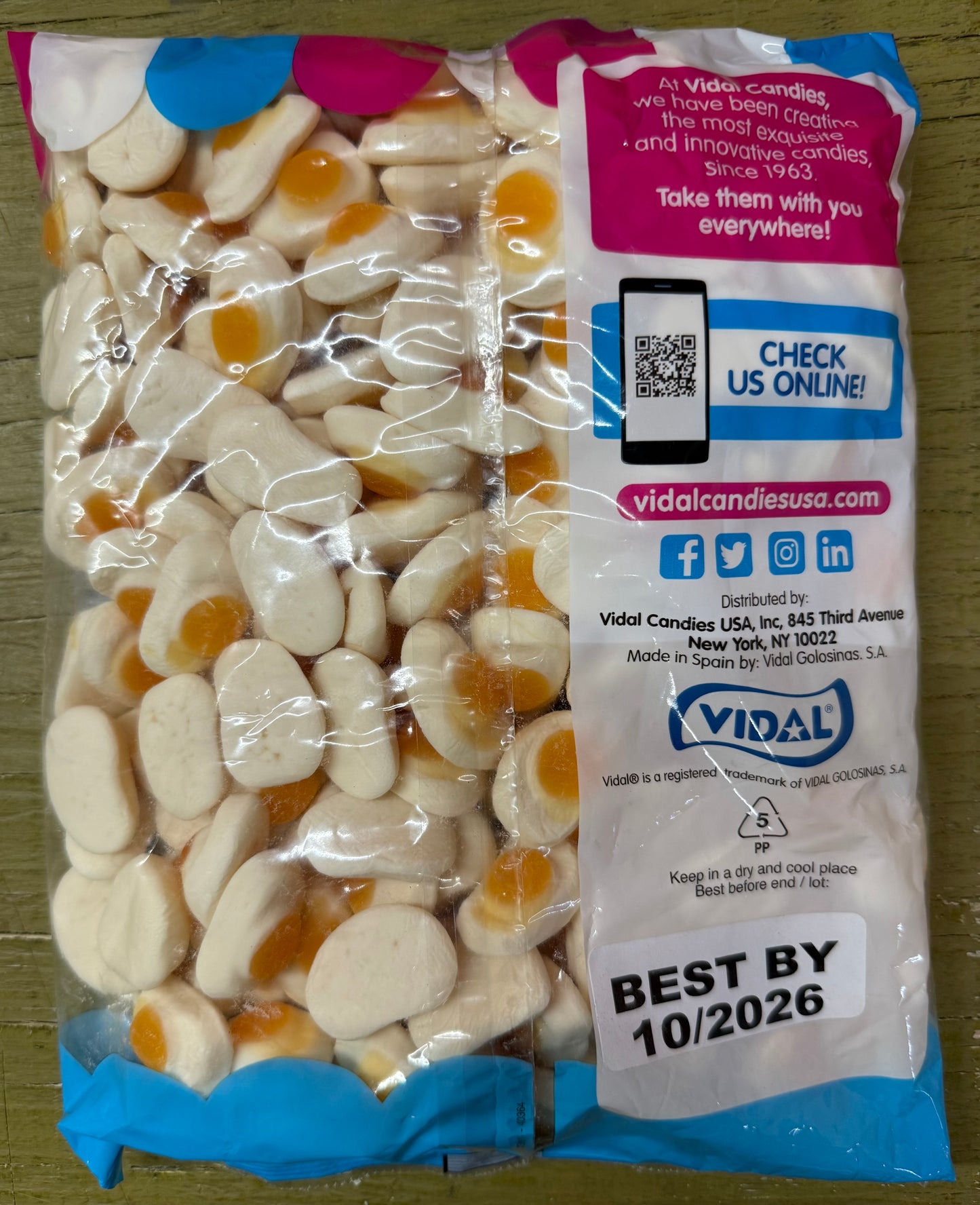 Vidal Candy Bulk Bagged Candy From Rdale Fresh MINI FRIED EGGS, 2.2 lbs. BEST BY 10/2026