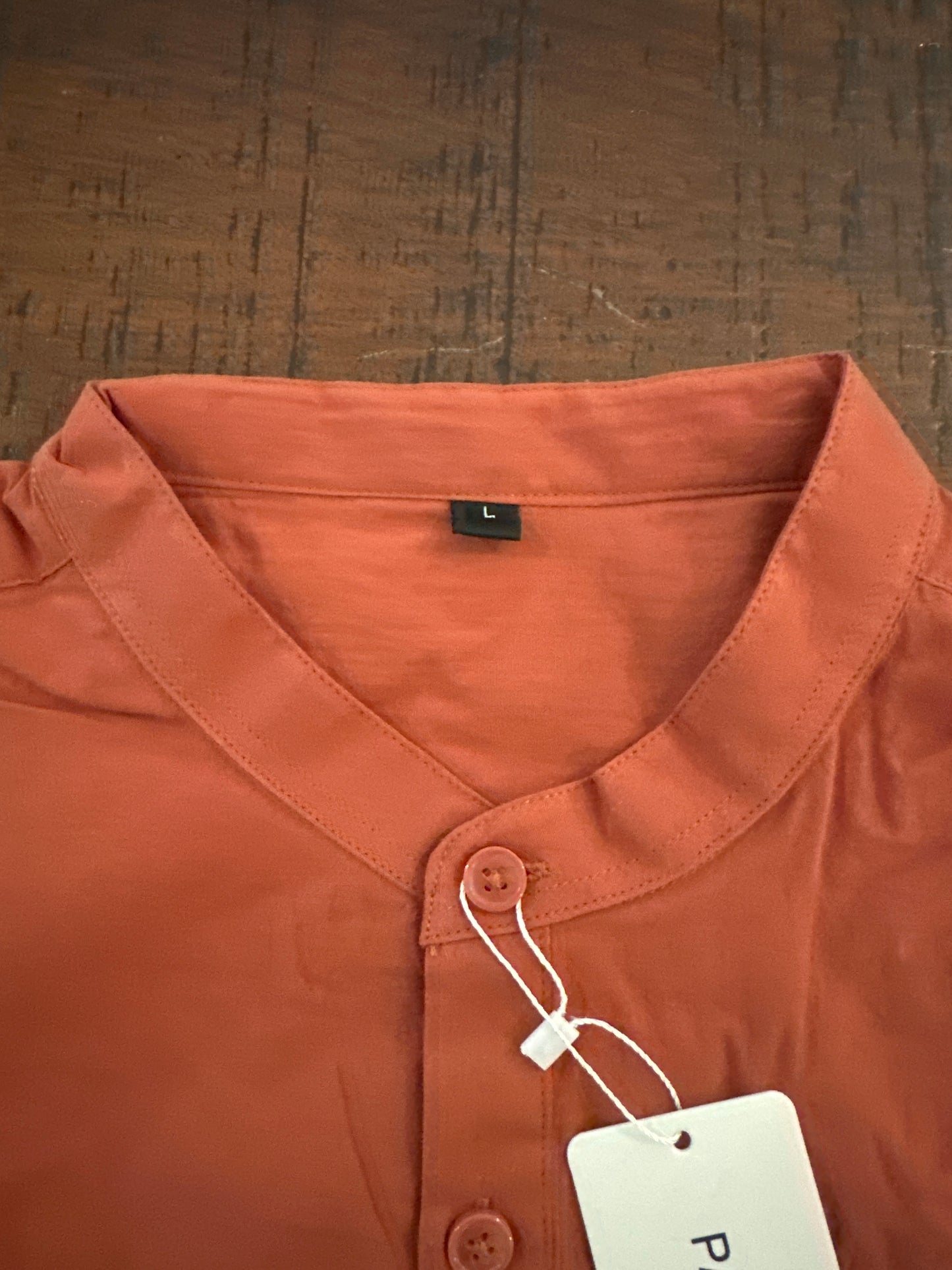 Men's Cotton Henley Shirt Summer LightweightLong Sleeve Casual Top (Size Large)