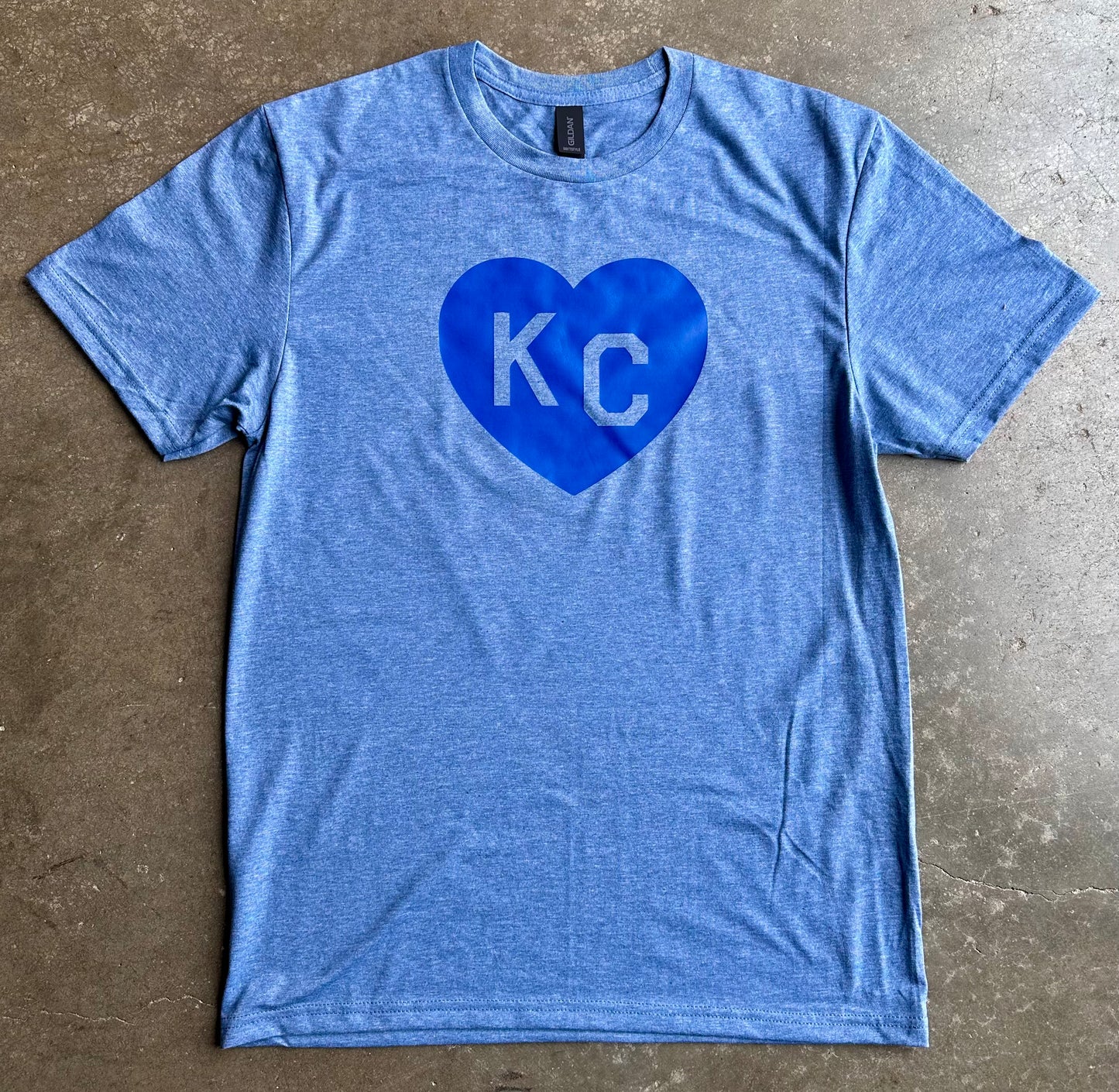 Royal KC Heart - Kansas City Super Soft T-Shirt (Heathered Royal)