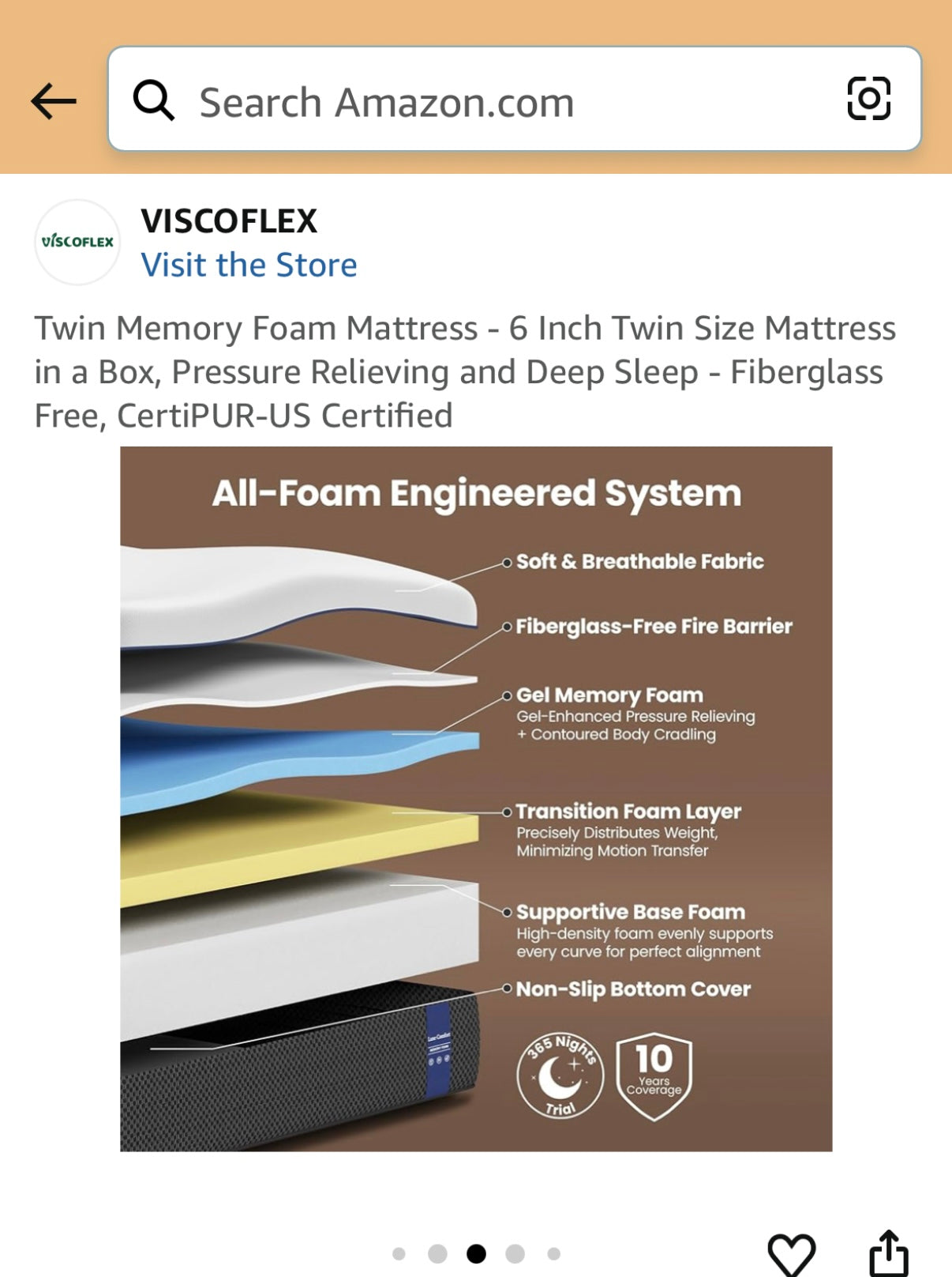 Twin Memory Foam Mattress - 6 Inch Twin Size Mattress in a Box, Pressure Relieving and Deep Sleep (B1213)
