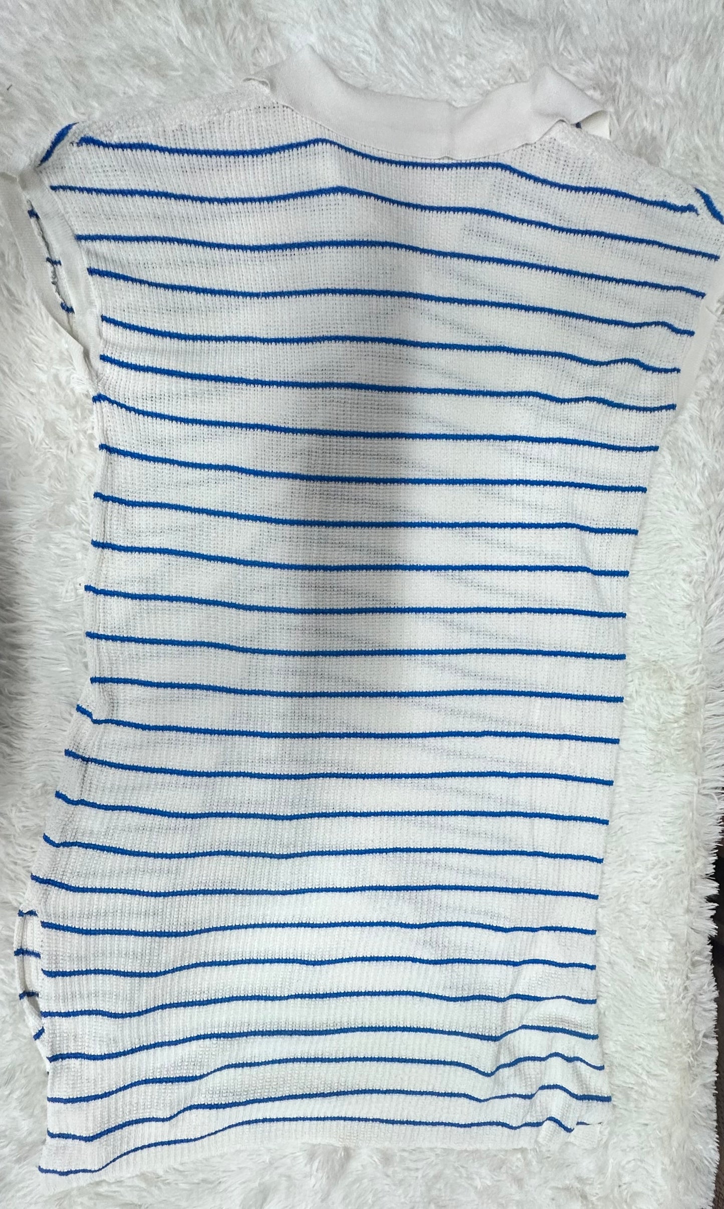 Women's Striped Summer Dress, Short Sleeve V Neck Knit Collared Maxi Sweater Dress (Size XL)