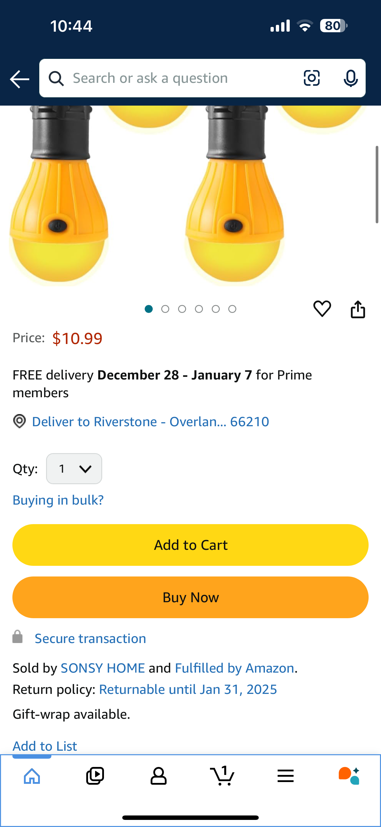 KINUR Sleep Aid Camping Light Bulbs Soft Amber Yellow Color Bug Resistent Portable Hanging Lantern for Kids,Baby,Camping,Hiking,Fishing,Decoration,Gift.(Batteries Not Included) 4 Pack