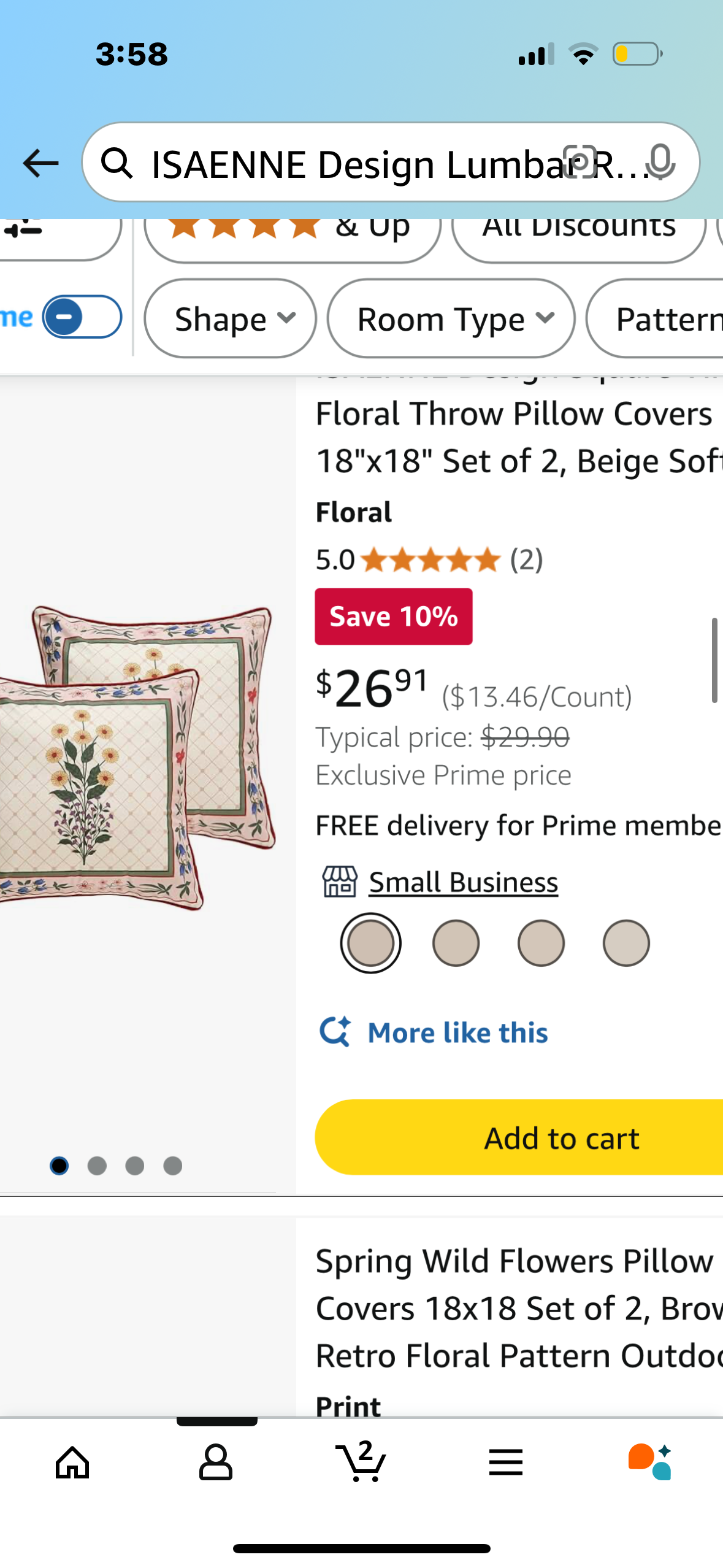 ISAENNE Design Lumbar Retro Country Linen Throw Pillow Covers 18"x18" Pack of 2, Floral Animal Chick Flowers Pattern Cushion Covers Decor Pillowcases for Bed,Living Room,Outdoor,Car