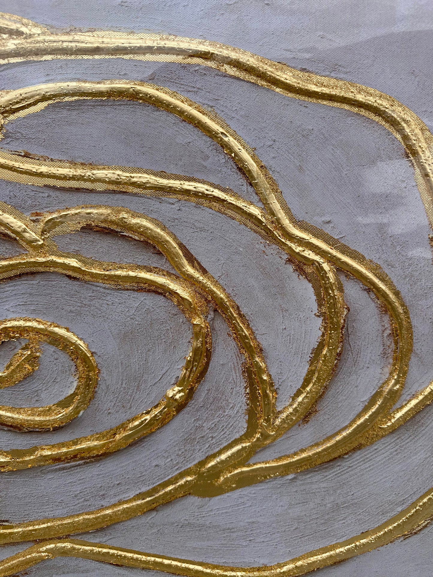 Textured Wall Art Canvas, Beige and Gold Wall Decor, 24"x48" Artwork for Home or Office (L1028)