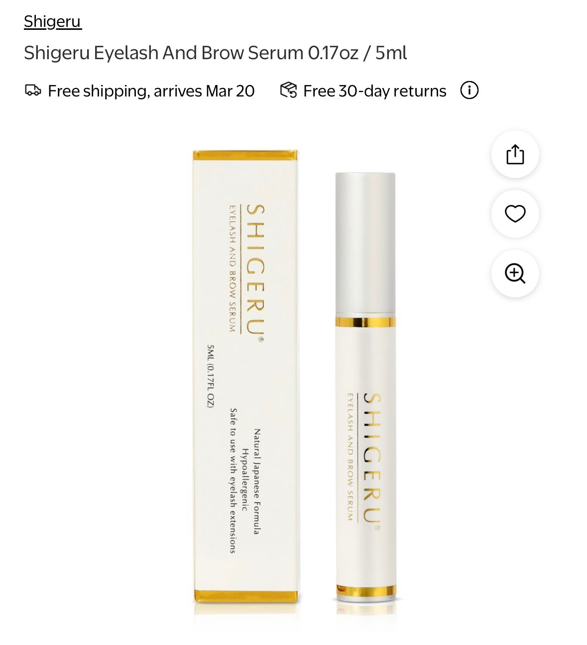 SHIGERU Lash Serum and Eyebrow Growth Serum, Eyelash Serum, Oil-Free Eyelash Growth Serum, Japanese Formula Eye Lash and Brow Growth Serum, Natural Lash Enhancing Serum - 5ml