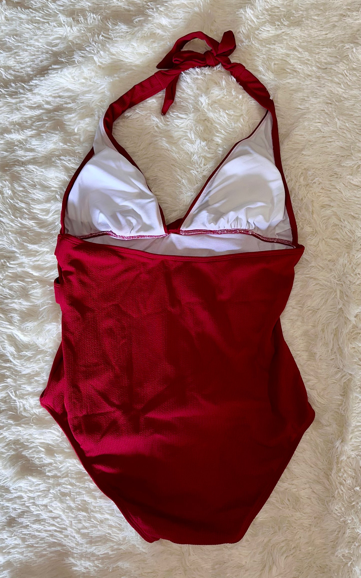 Womens Swimsuit One-Piece Swimwear Twist Cross-Over Tummy Control Adjustable Halter Straps Fully Lined Bathing Suit (Size Large)
