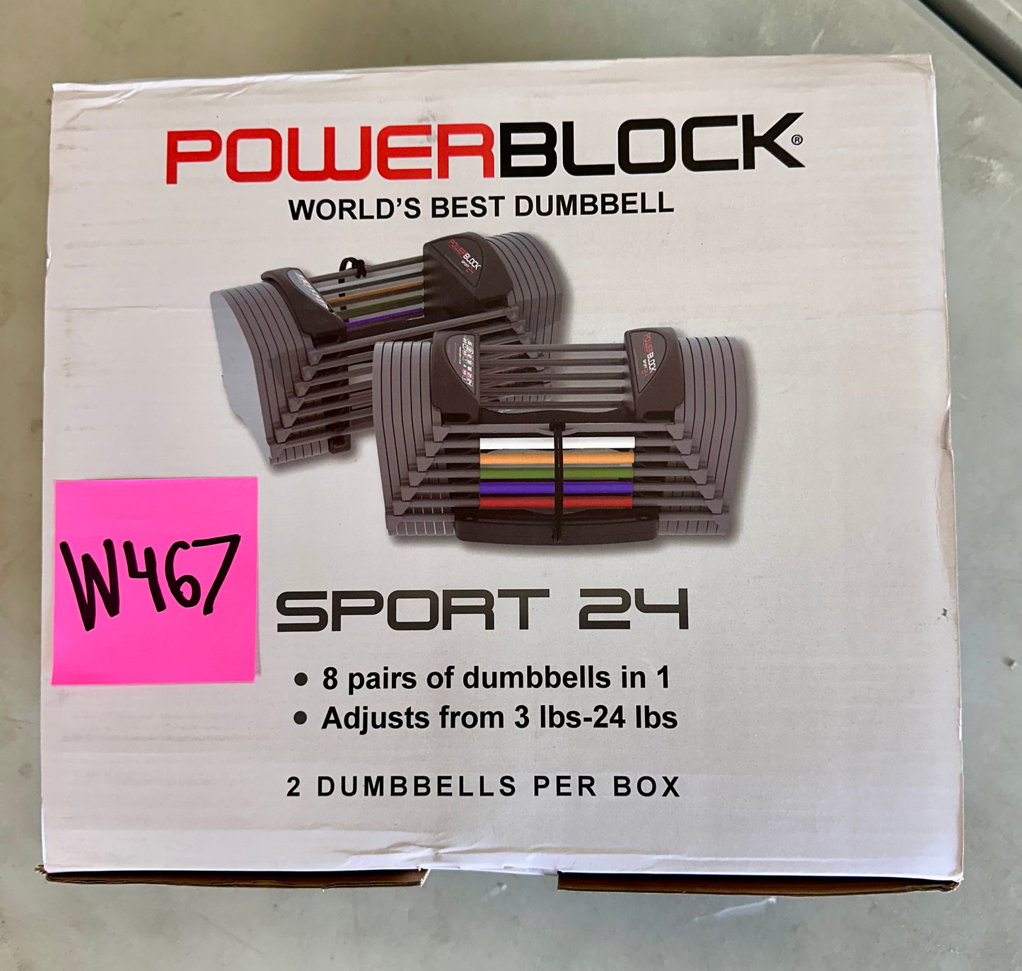 PowerBlock Sport 24 Adjustable Dumbbells, 3-24 lb. Durable Steel Build, Innovative At Home Workout Equipment, All-in-One Strength Training (W467)