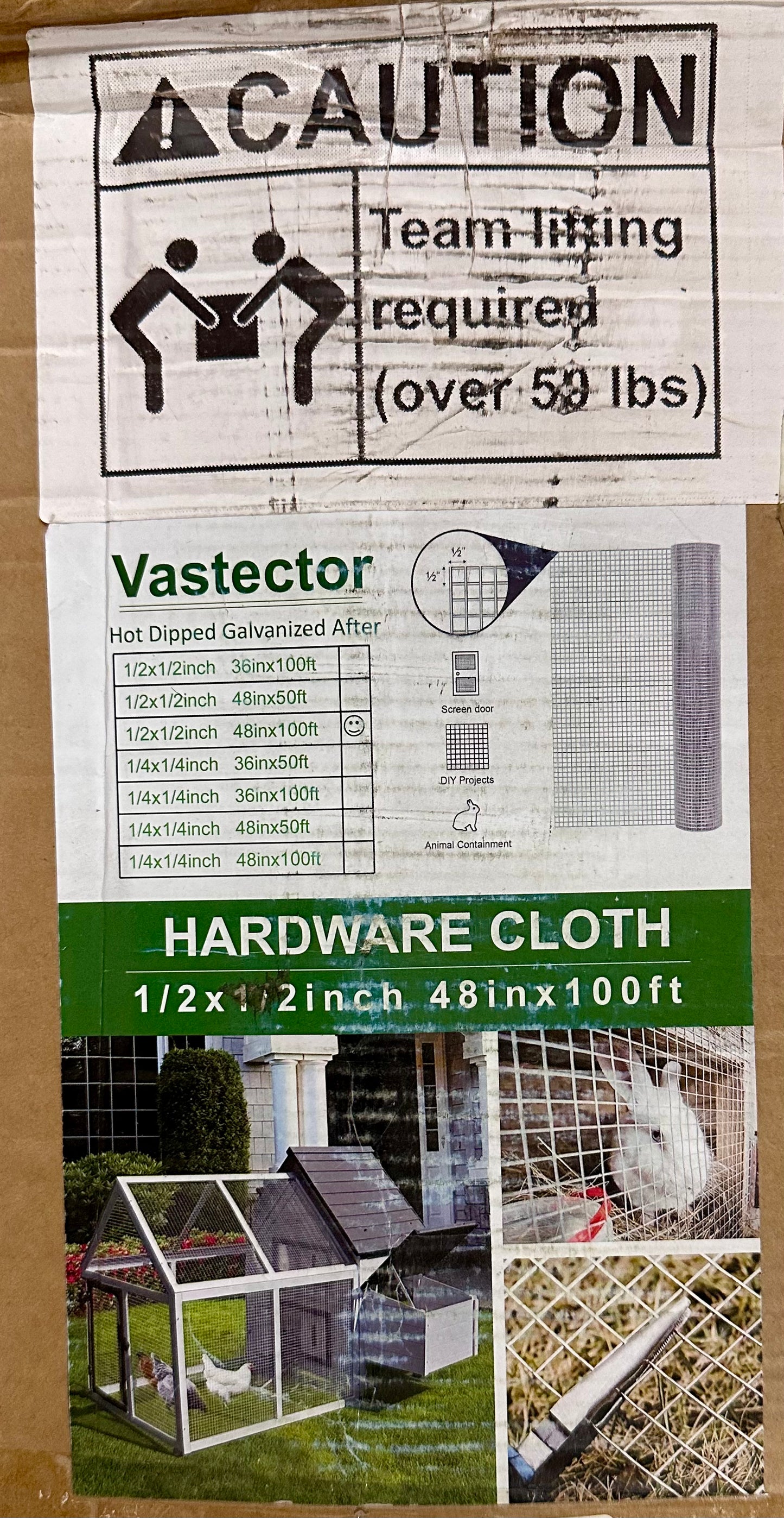 Hardware Cloth 1/2 inch 48 in x 100 Ft 19 Gauge - Welded Wire Fence Roll, Garden Fencing, Rodent Wire, DIY projects (G884)