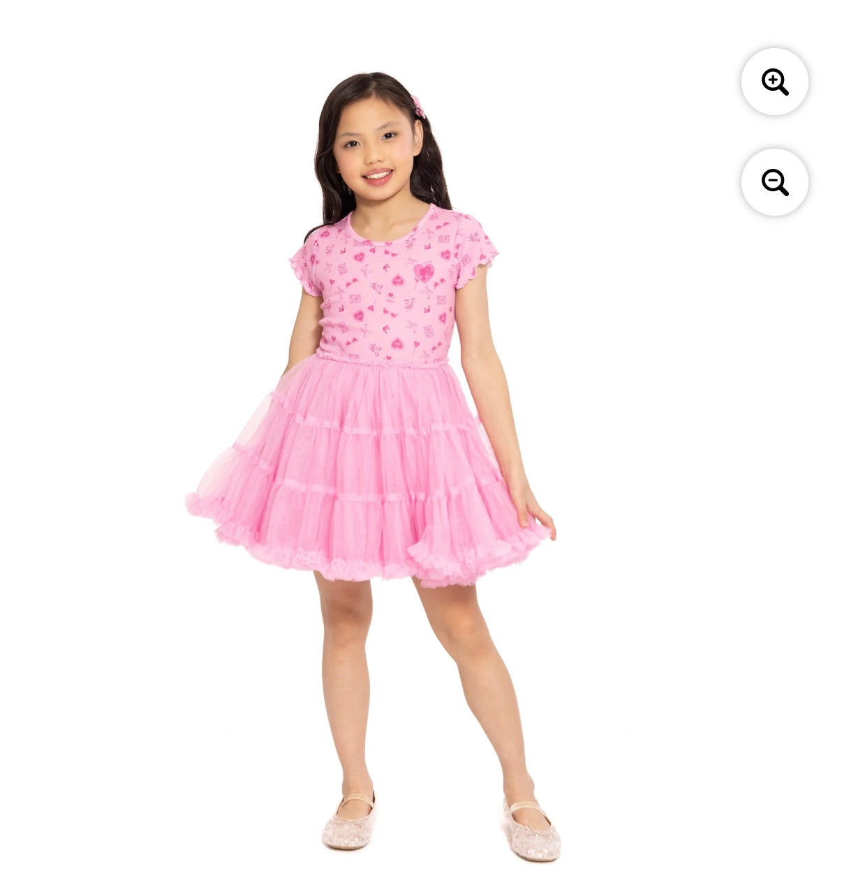 Barbie Girls' Print Tutu Dress with Short Sleeves (Size 8)