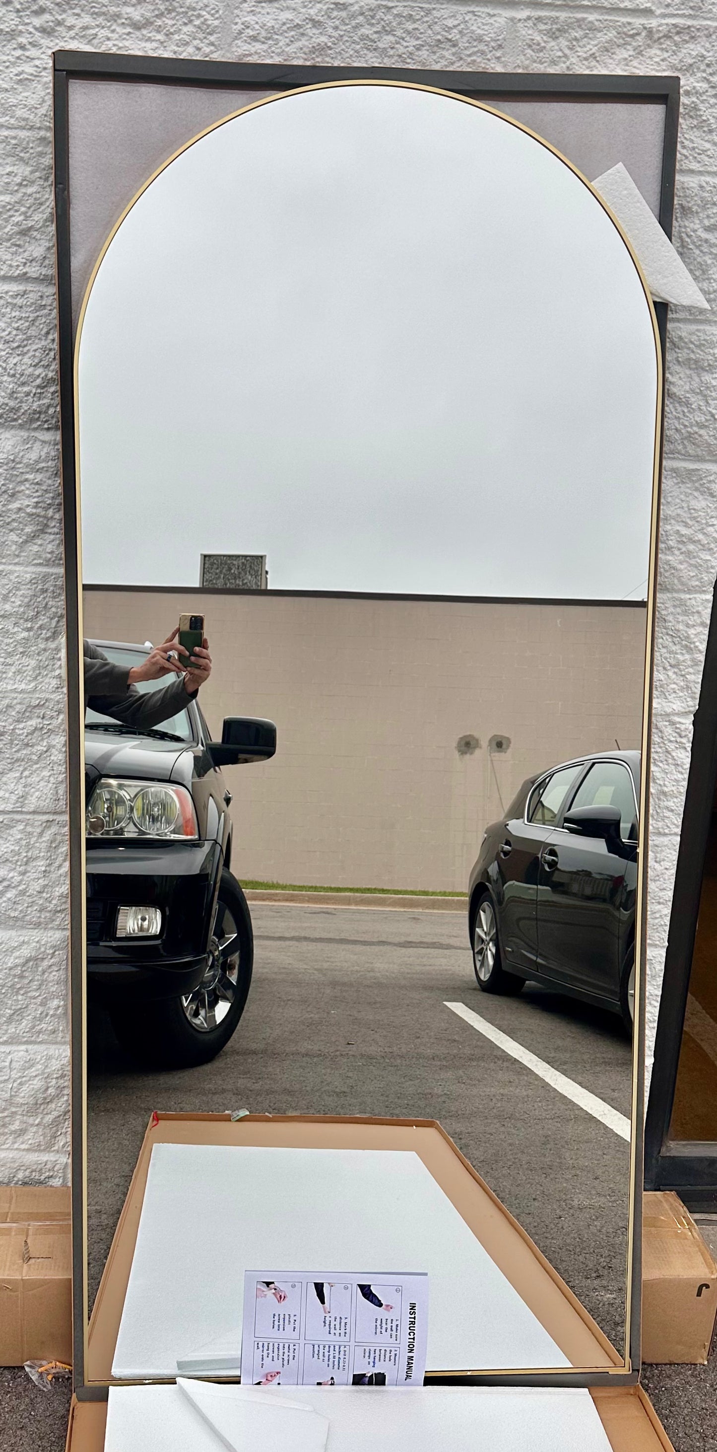 Full Length Mirror, 76"x34" Oversized Gold Arched Mirror for Bedroom, Living Room, Aluminum Frame, Gold (M402)