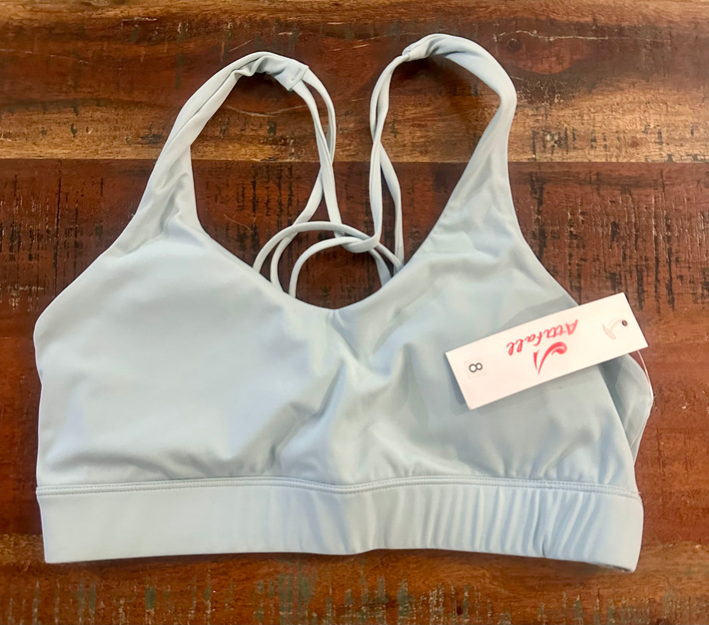 Attifall Sports Bra for Women, Sexy Crisscross Back, Low Impact Padded Strappy Yoga Bra (Size 8)