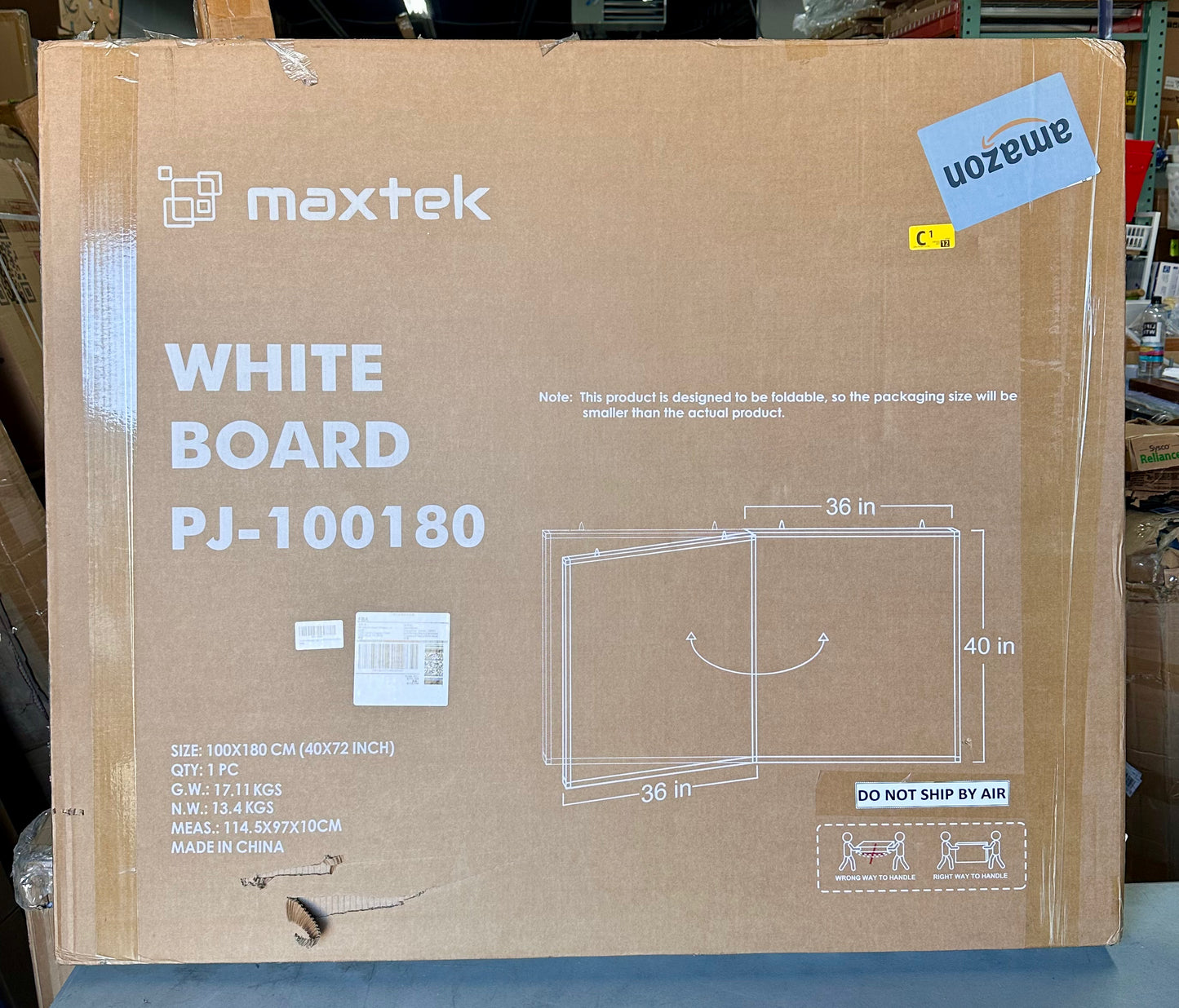 Magnetic White Board Dry Erase Board for Wall, 72"x 40" Wall-Mounted, Aluminum Frame, Foldable Portable Whiteboard for School, Classroom, Office & Home (O449)