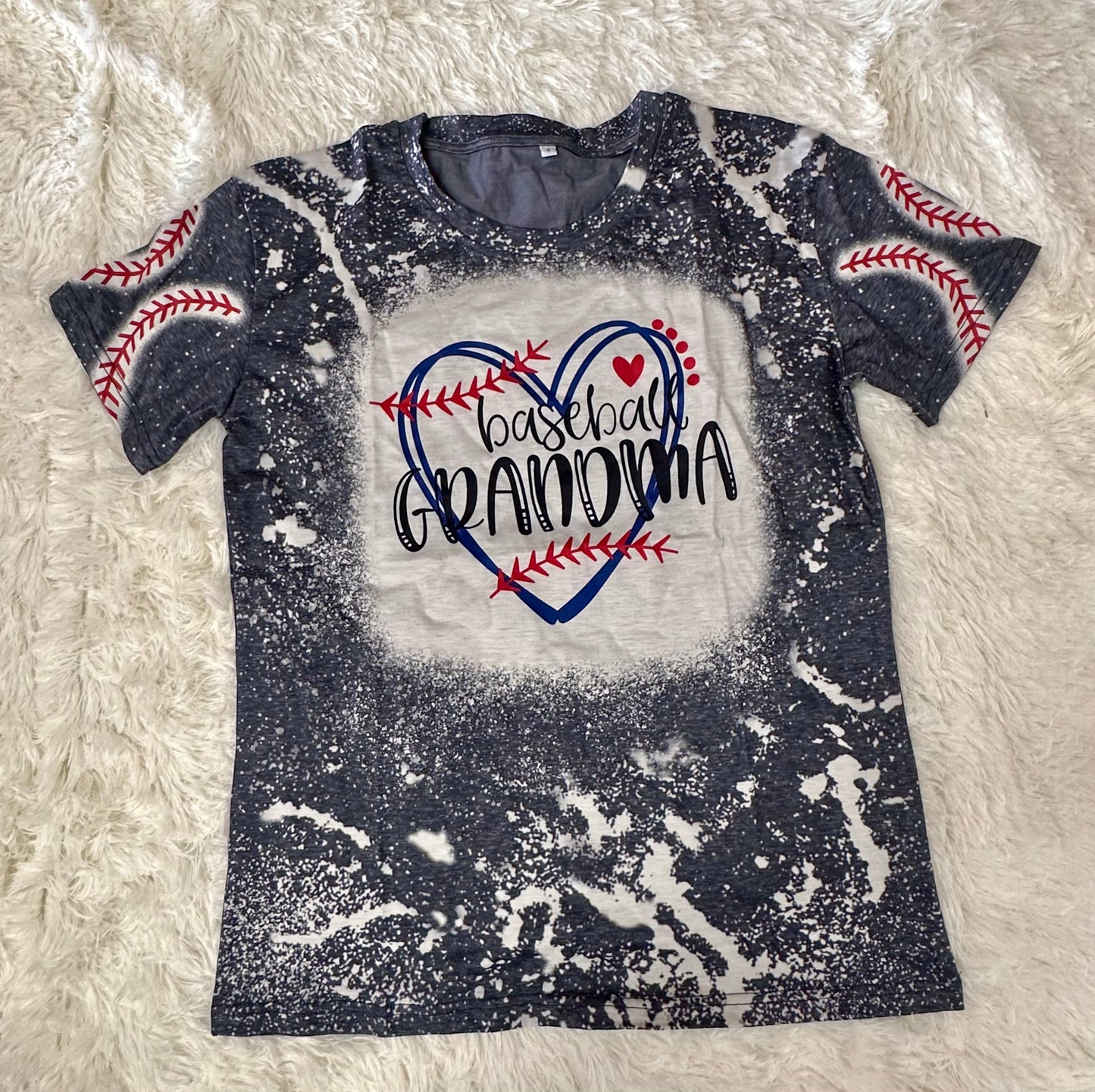 Bleached Baseball Grandma Tee, Distressed Sublimation (Size Women's Small)