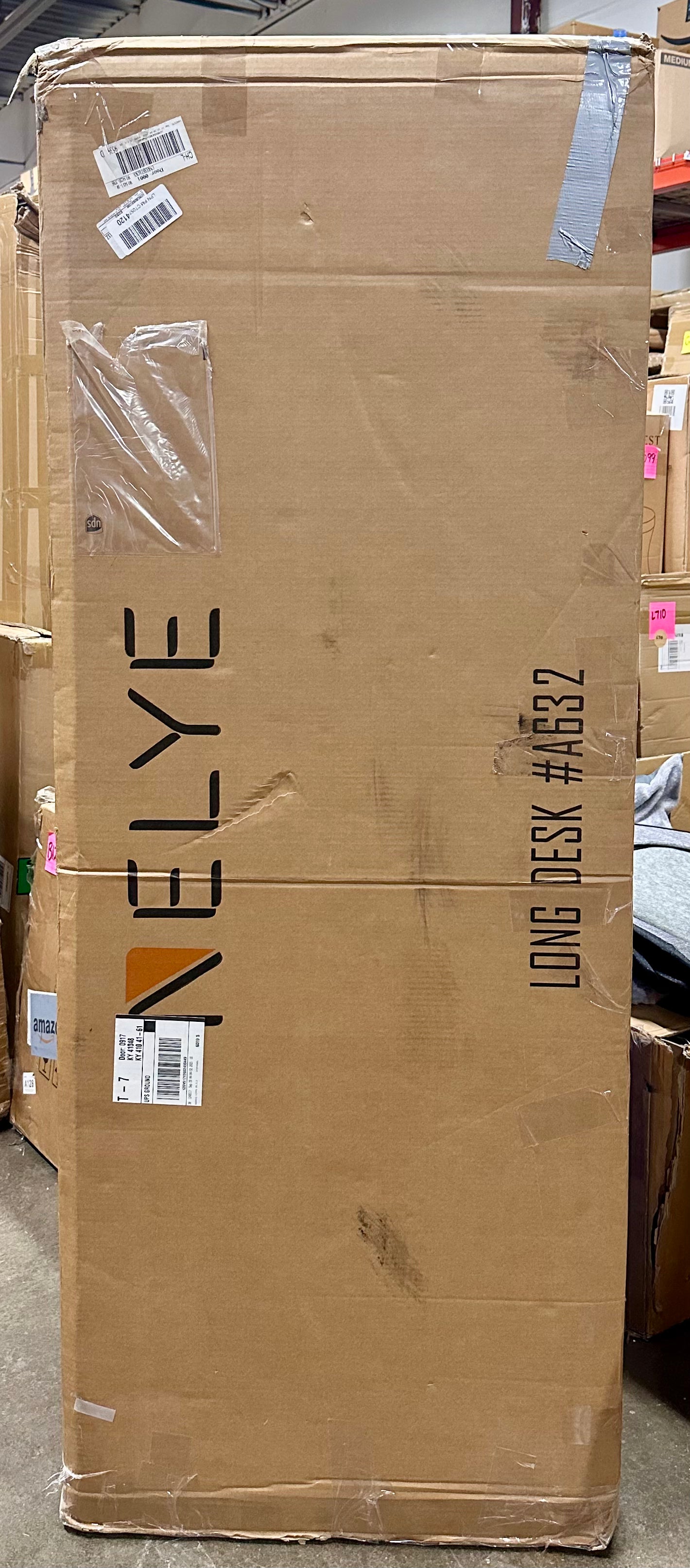 Mid-Century Long Desk Table - 63" Simple Modern Extra Long 2-Person Wood Computer Workstation for Home Office Work in Walnut, 63" W x 24" D (L1189)