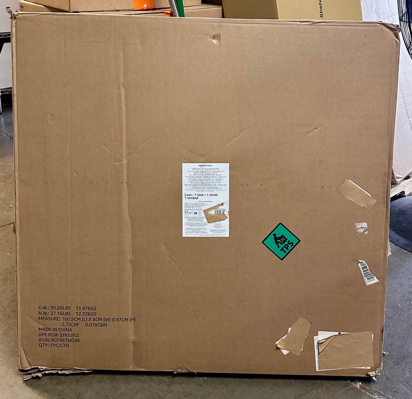 Amazon Basics Foldable Metal Platform Bed Frame with Tool Free Setup, 18 Inches High, Sturdy Steel Frame, No Box Spring Needed, Twin, Black (B1205)