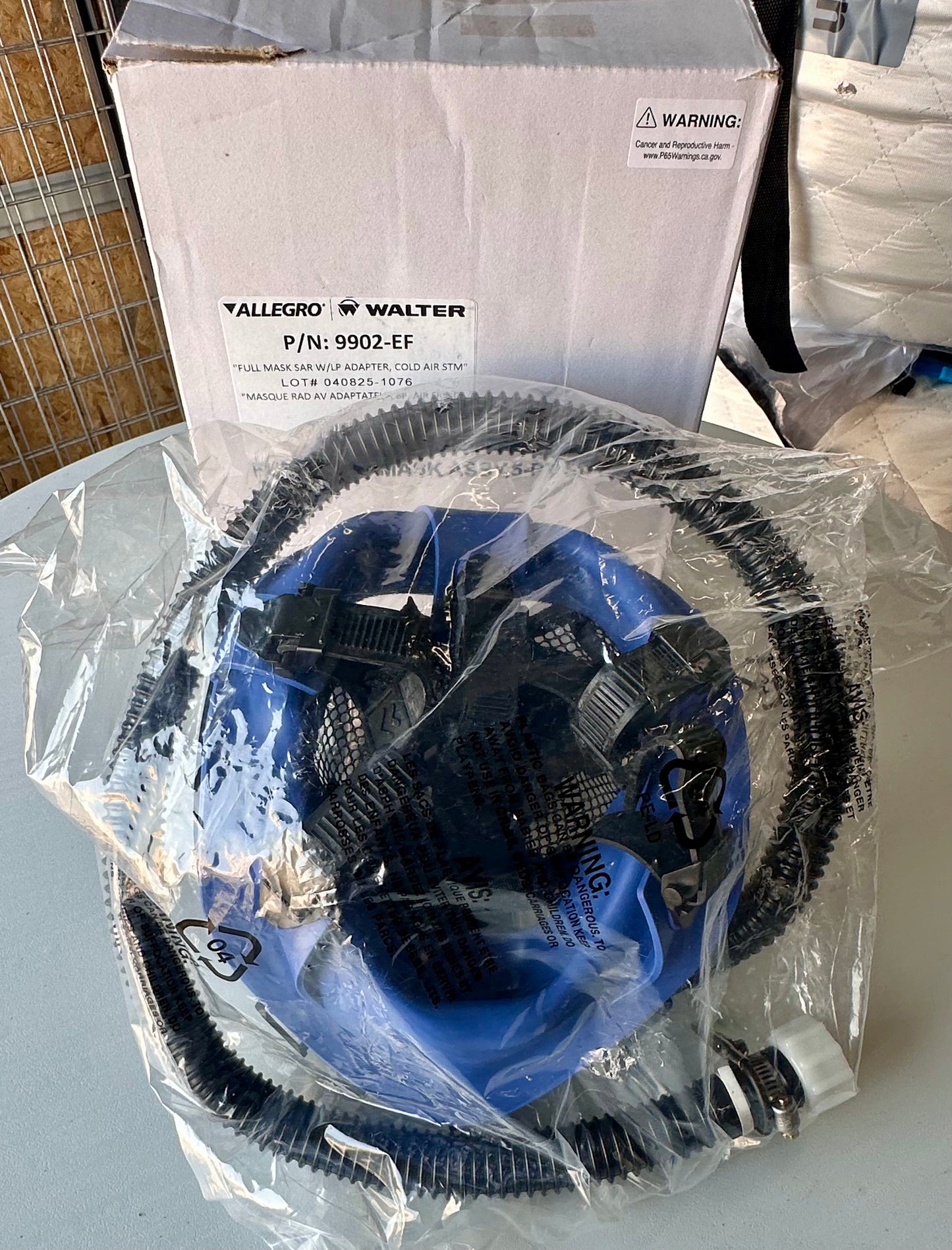 New - Allegro Industries Full Mask Respirator w/LP Adapter and 50' Airline Hose for Breathing Air Blower and Cold Air Respirator Systems (R522)