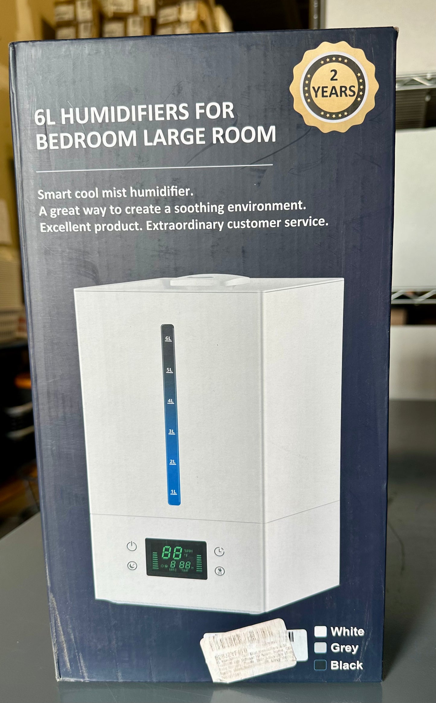 6L Humidifier for Bedroom, Large Room, Home, Cool and Warm Humidifier for Baby or Plants, Mist Top Fill for Essential Oils, Quiet with Adjustable Mist, 360°Nozzle-White