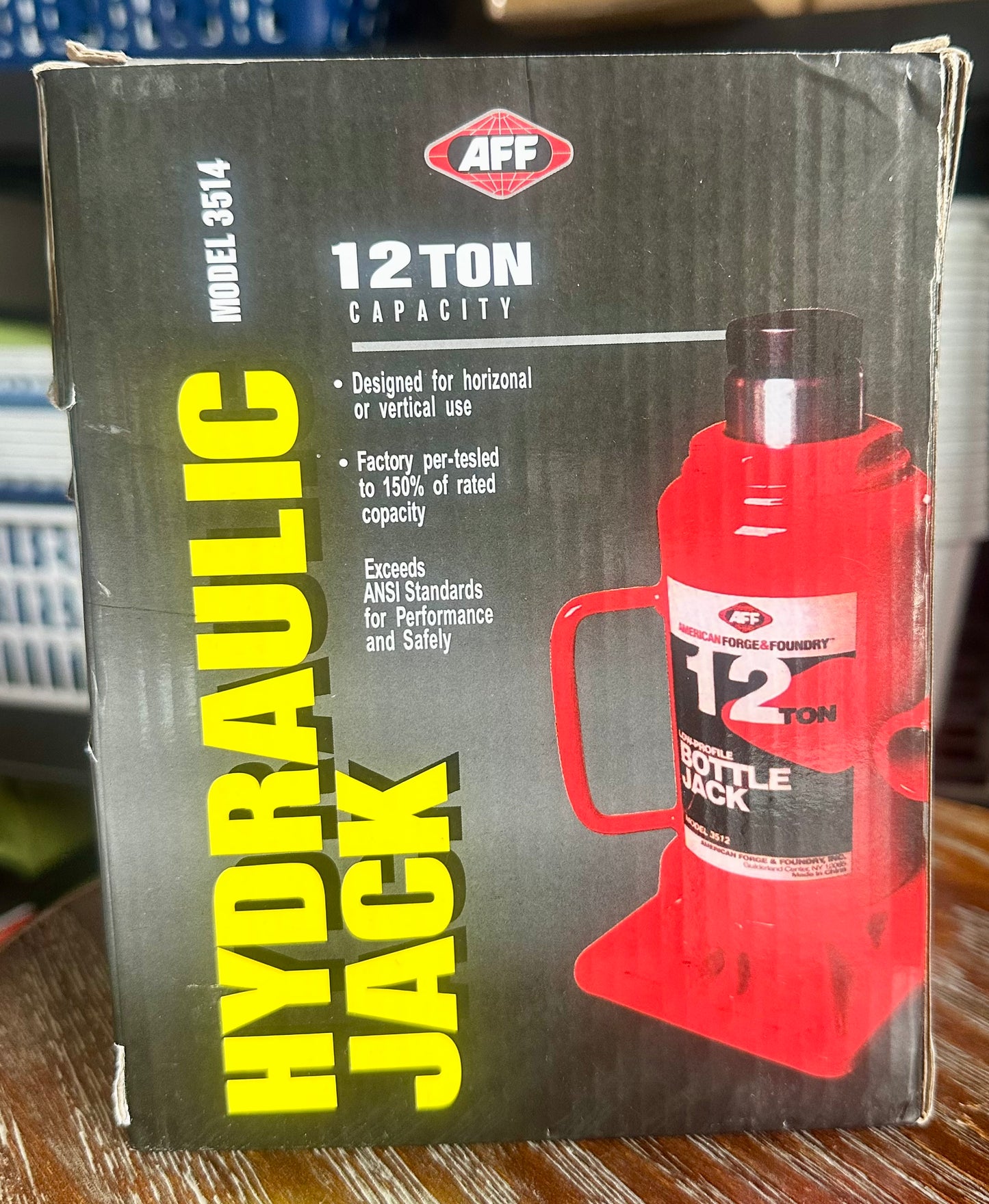 AFF Heavy Duty 12 Ton Bottle Jack, Short Body, Manual, Machine Hardened Steel Saddles, Centered Pumps and Rams, 3514