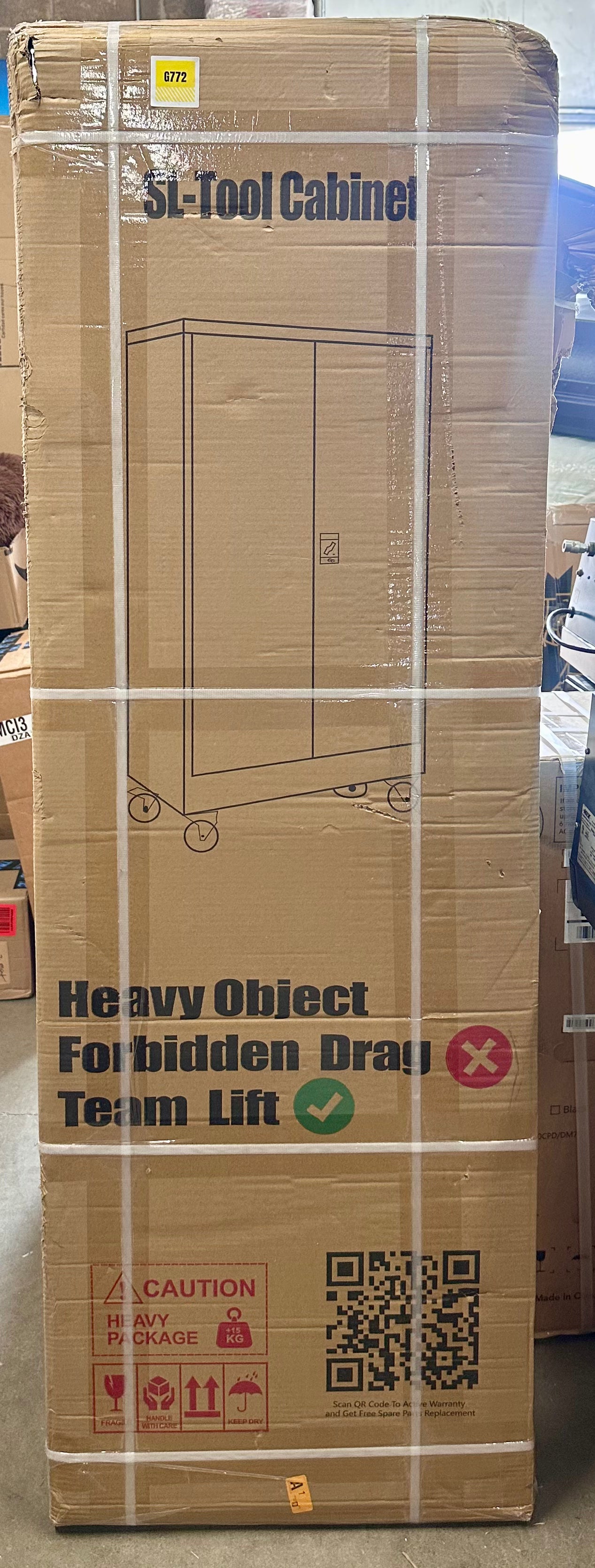 New - Heavy Duty Metal Storage Cabinet with Doors & 4 Adjustable Shelves, Lockable Cabinet with Wheels & Pegboard, Black (G1034)