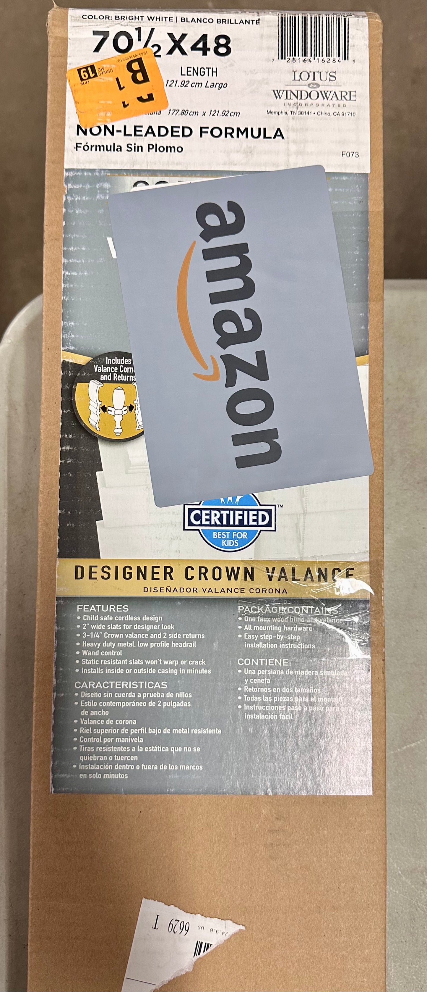 New - Crown Valence Blind 70.5” x 48” (L802)