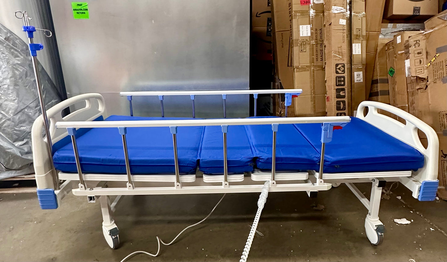 New - Hospital Bed Electric for Home Recovery Use, 530LBS Capacity, with IV Pole, Bed Tray and Mattress (B838)