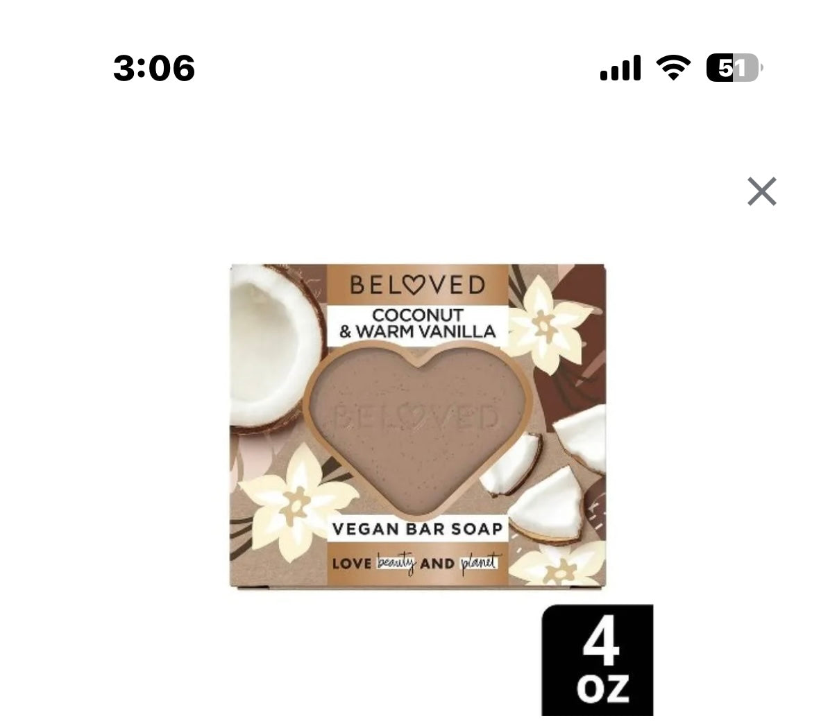 Beloved Coconut & Warm Vanilla Bath Bar Soap - 4oz