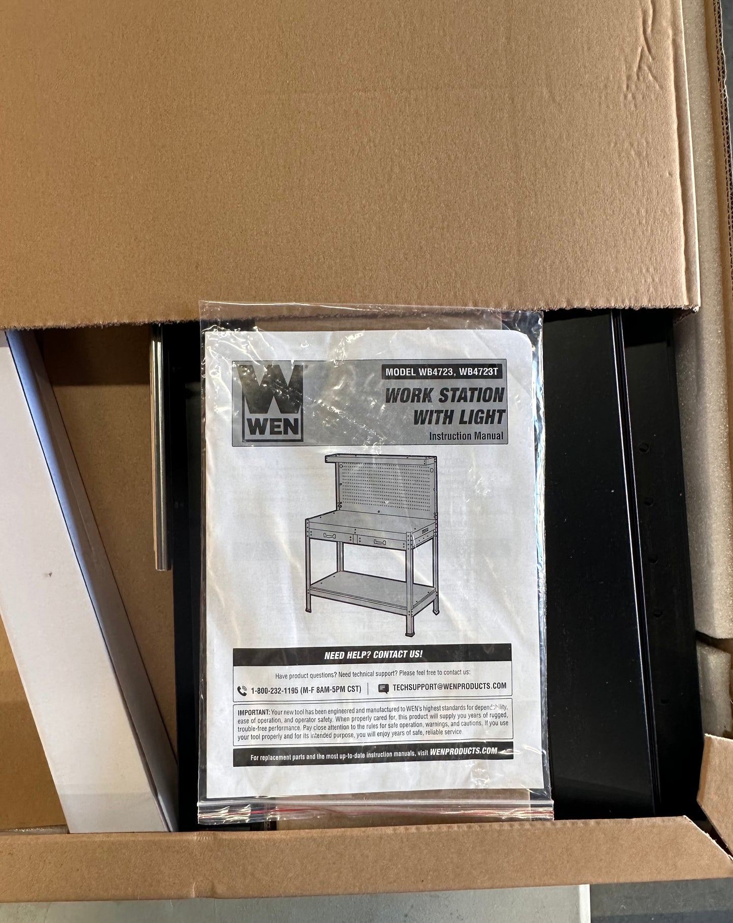 WEN WB4723T 48-Inch Workbench with Power Outlets and Light, Black (with G1043)”