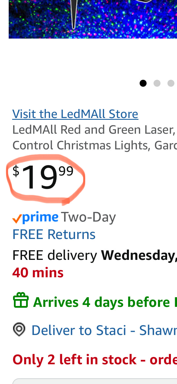 LedMAll Red and Green Laser, and Blue LED Remote Control Christmas Lights, Garden and Landscape Lights