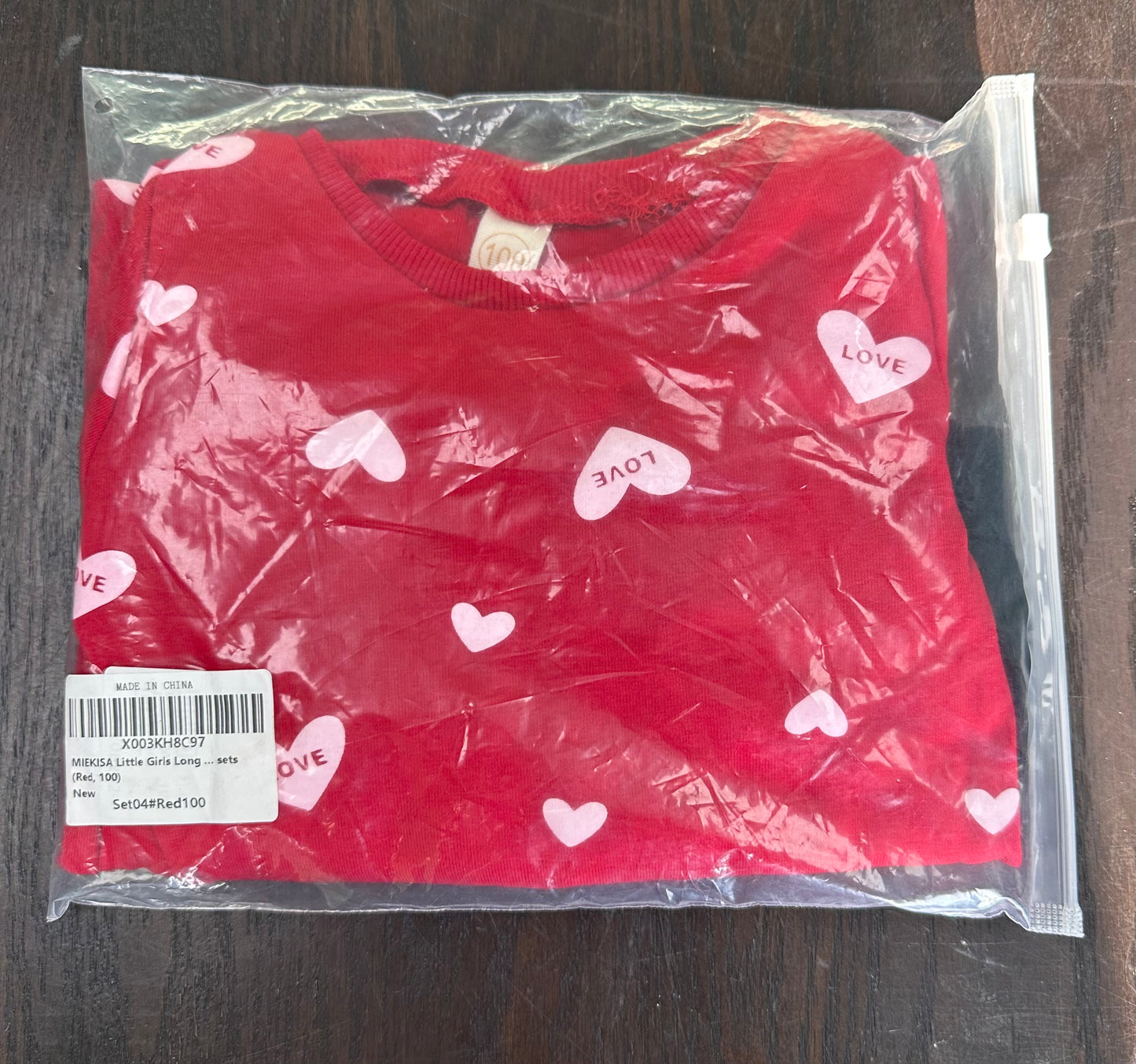 Little Girls Valentines Outfit, Heart Print Sweatshirt Top, Long Pants Skirt, 2pc Set (Size 4T)