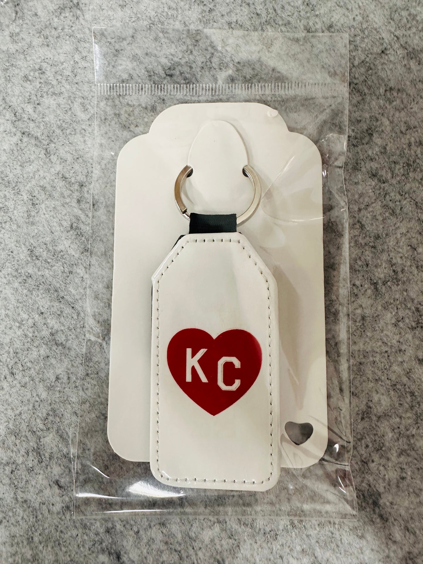 Red Heart Leather Look Keychain
