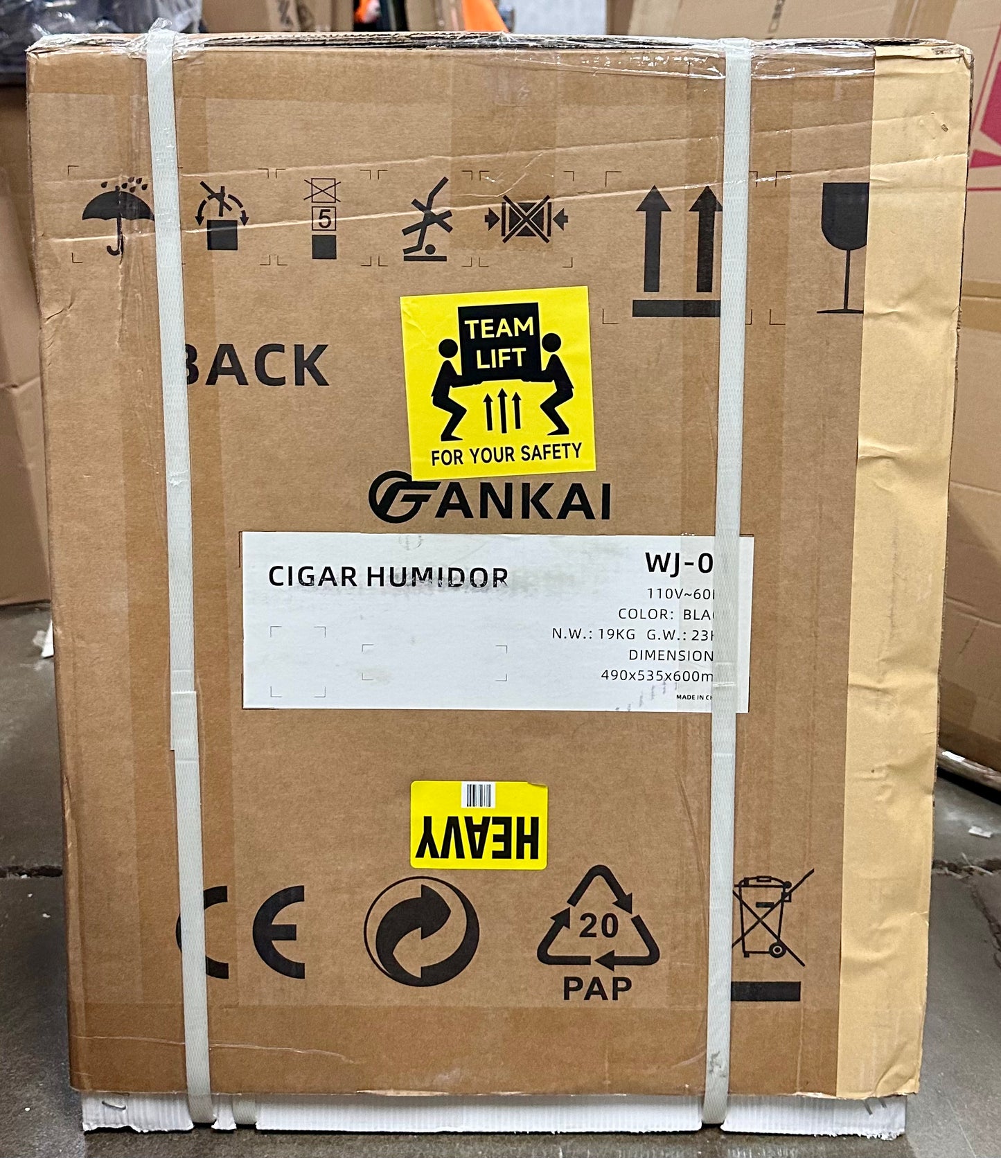 FANKAI Electric Humidor Cigar Cabinet with Temperature & Humidity Control System, 50L Cooling Cigar Fridge up to 300 Count, Cedar Wood Shelves,Digital LED Screen, Fingerprint Safety Lock (R751)