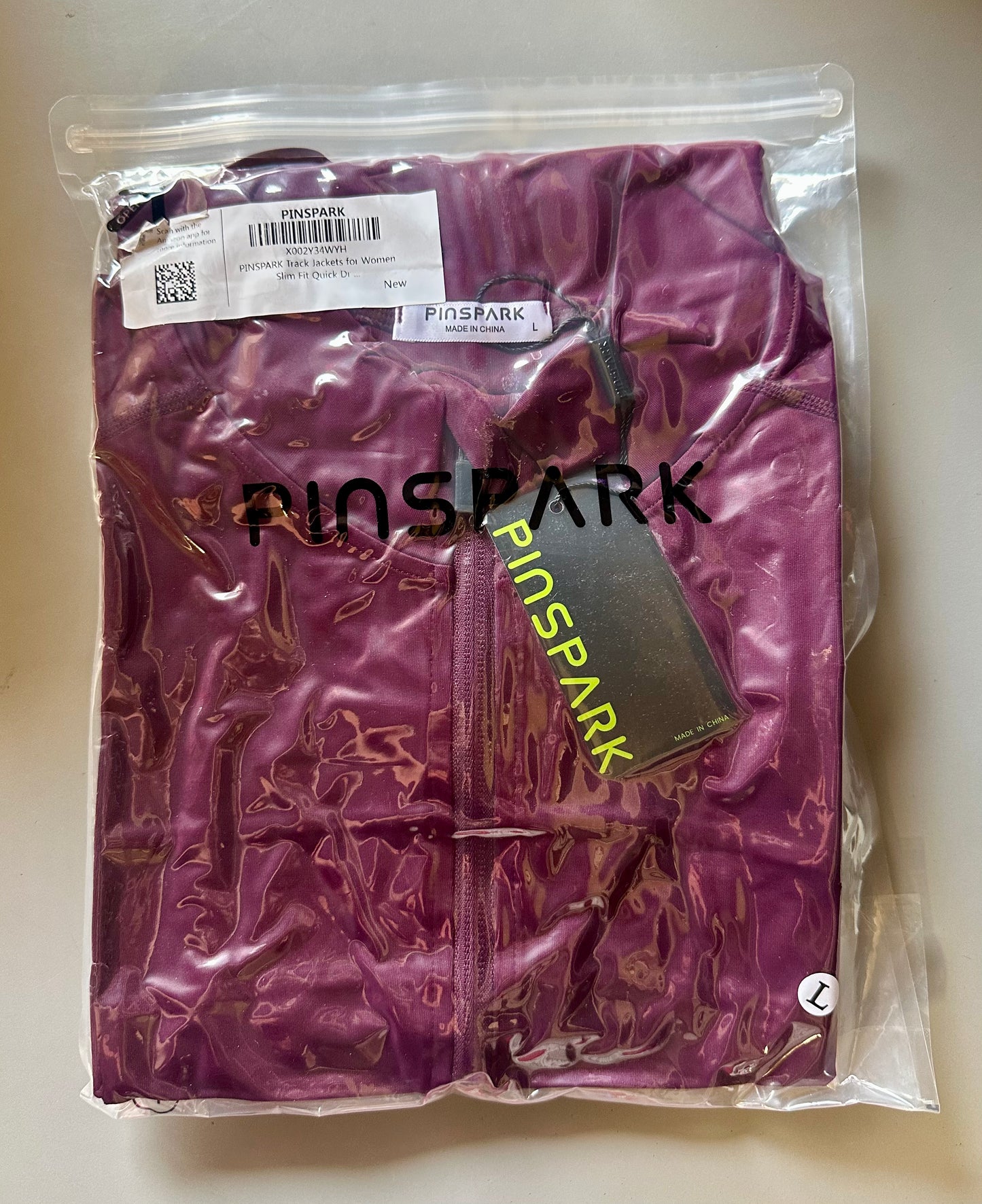 Pinspark Women's Track Jacket, Breathable Running Jacket, Zip Up Sportswear, Slim Fit Workout Top (Size Large)