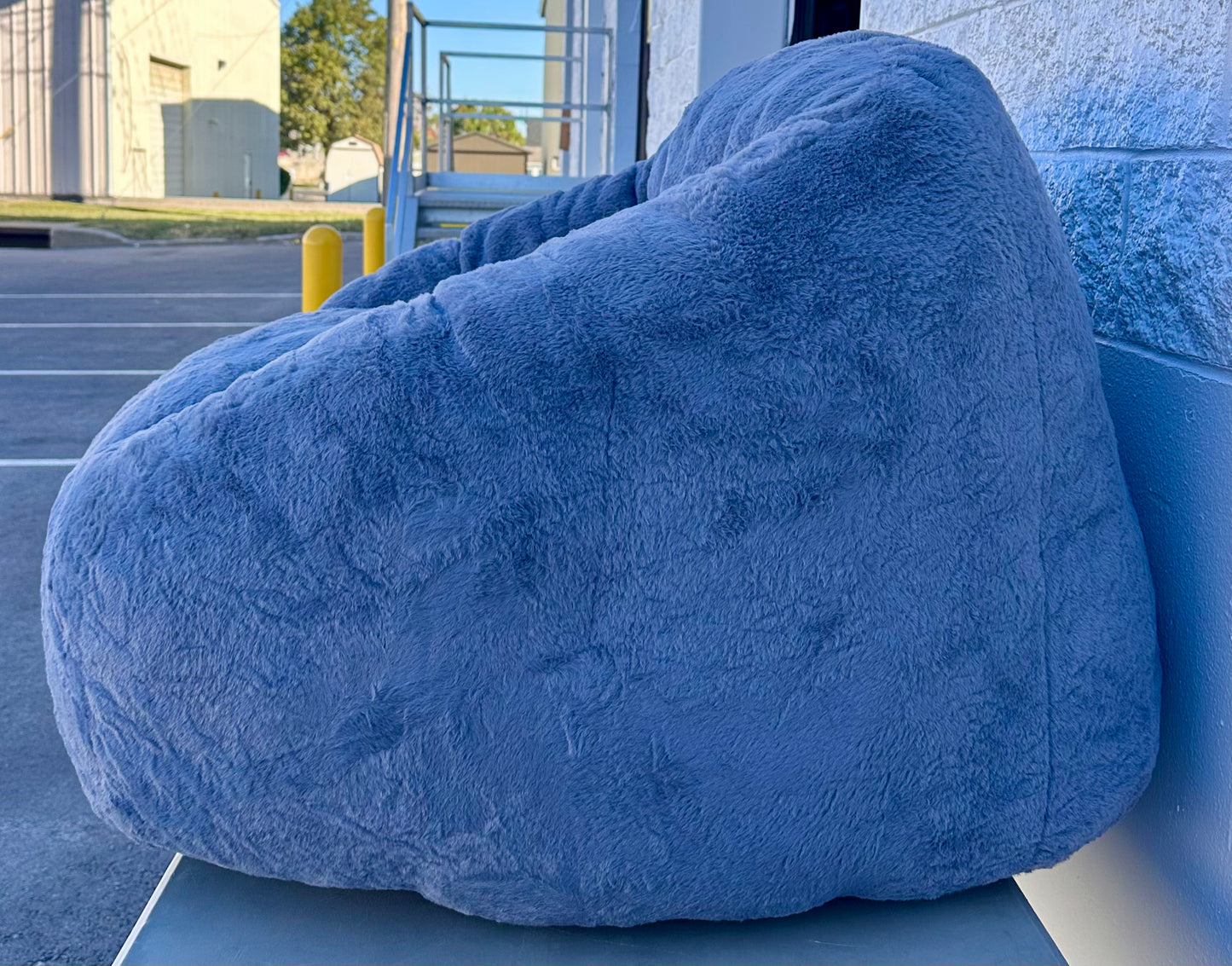 Giant Bean Bag Chair for Adults, Soft Faux Fur, Oversized Comfy Bean Bag Sofa for Living Room, Bedroom & Dorm, Blue Grey (L1024)