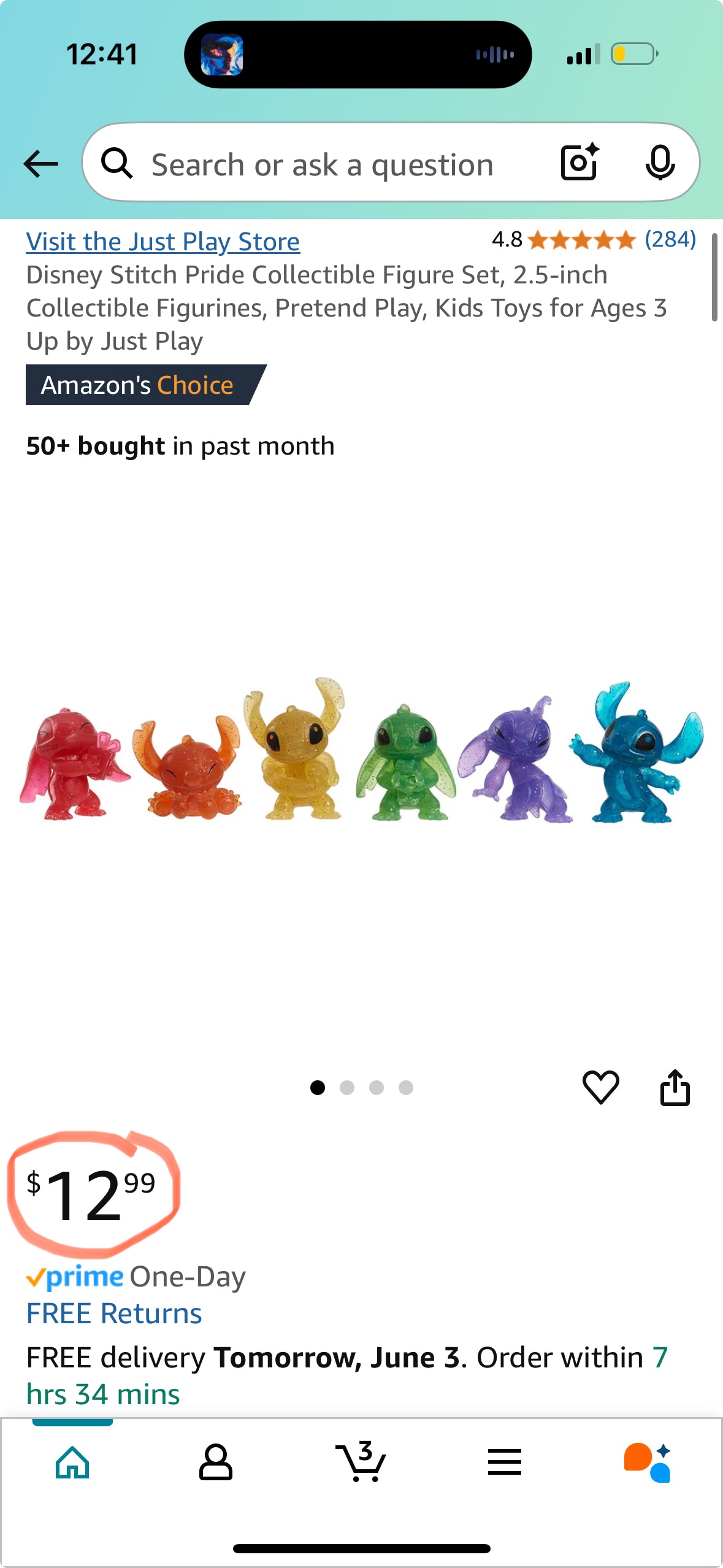 Disney Stitch Pride Collectible Figure Set, 2.5-inch Collectible Figurines, Pretend Play, Kids Toys for Ages 3 Up by Just Play