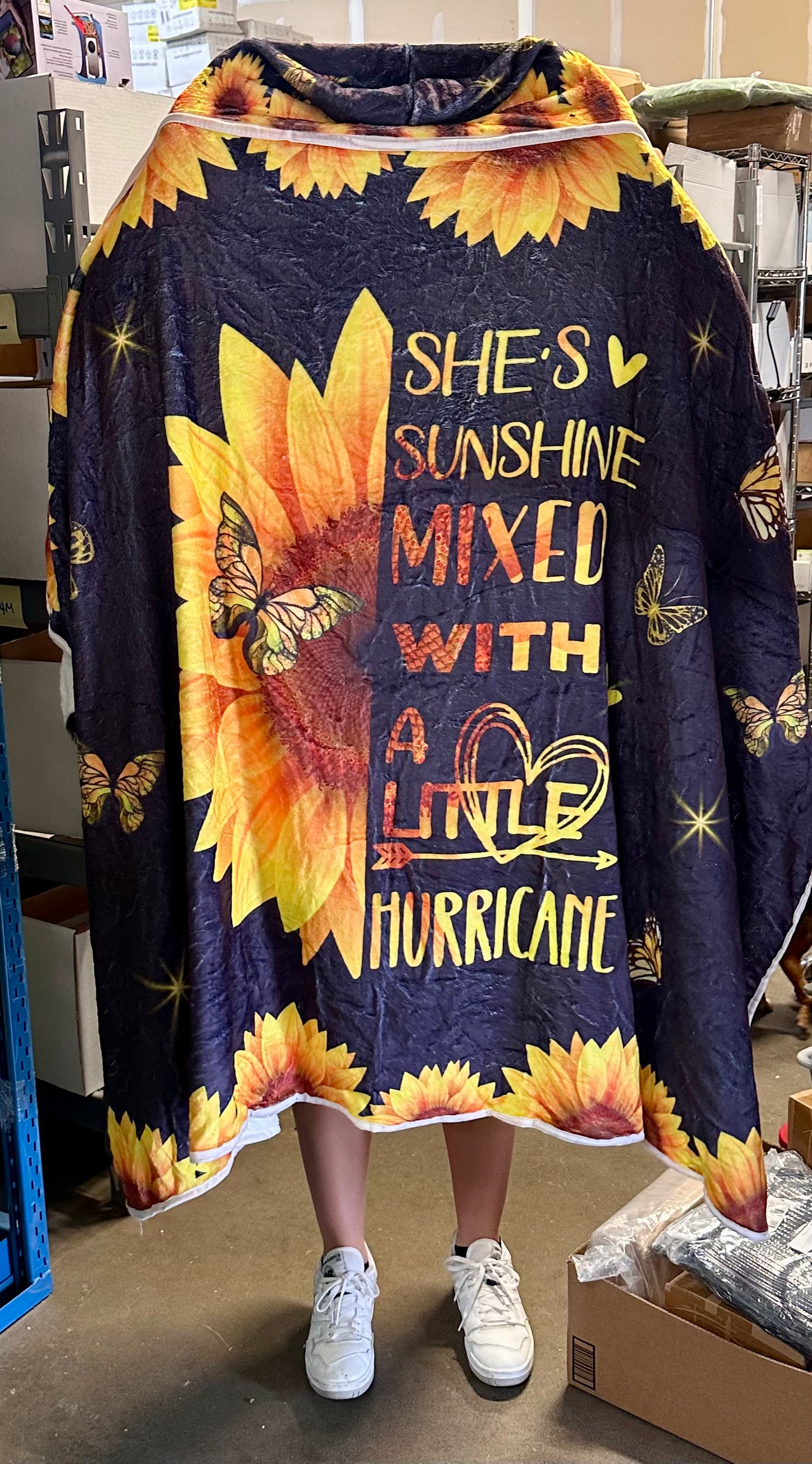 Sunshine Mixed with a Little Hurricane Wearable Hooded Blanket