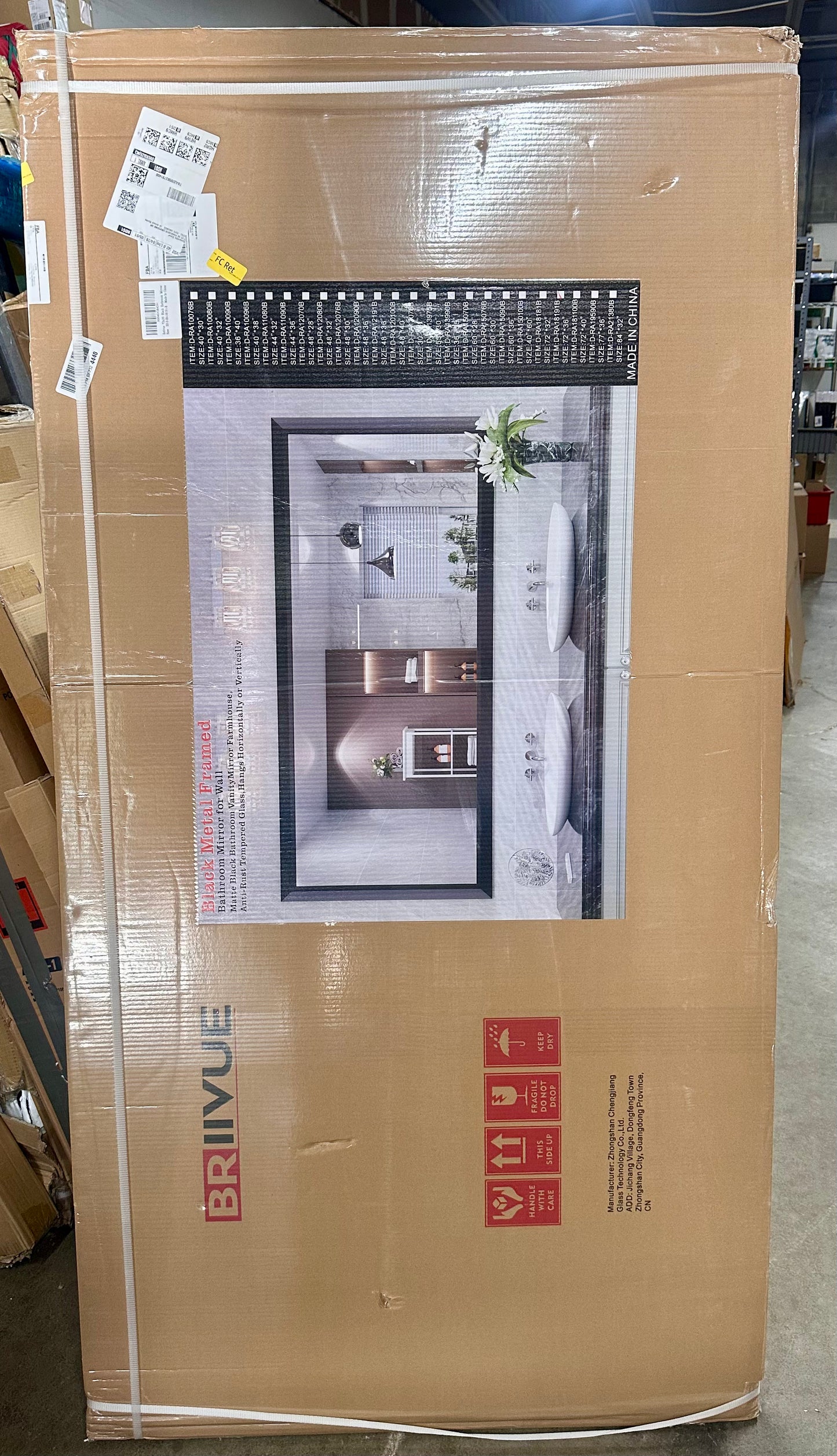 New - 72"x36" Rectangular Mirror, Black Metal Frame,Bathroom, Bedroom, Living Room, Entryway (M325)