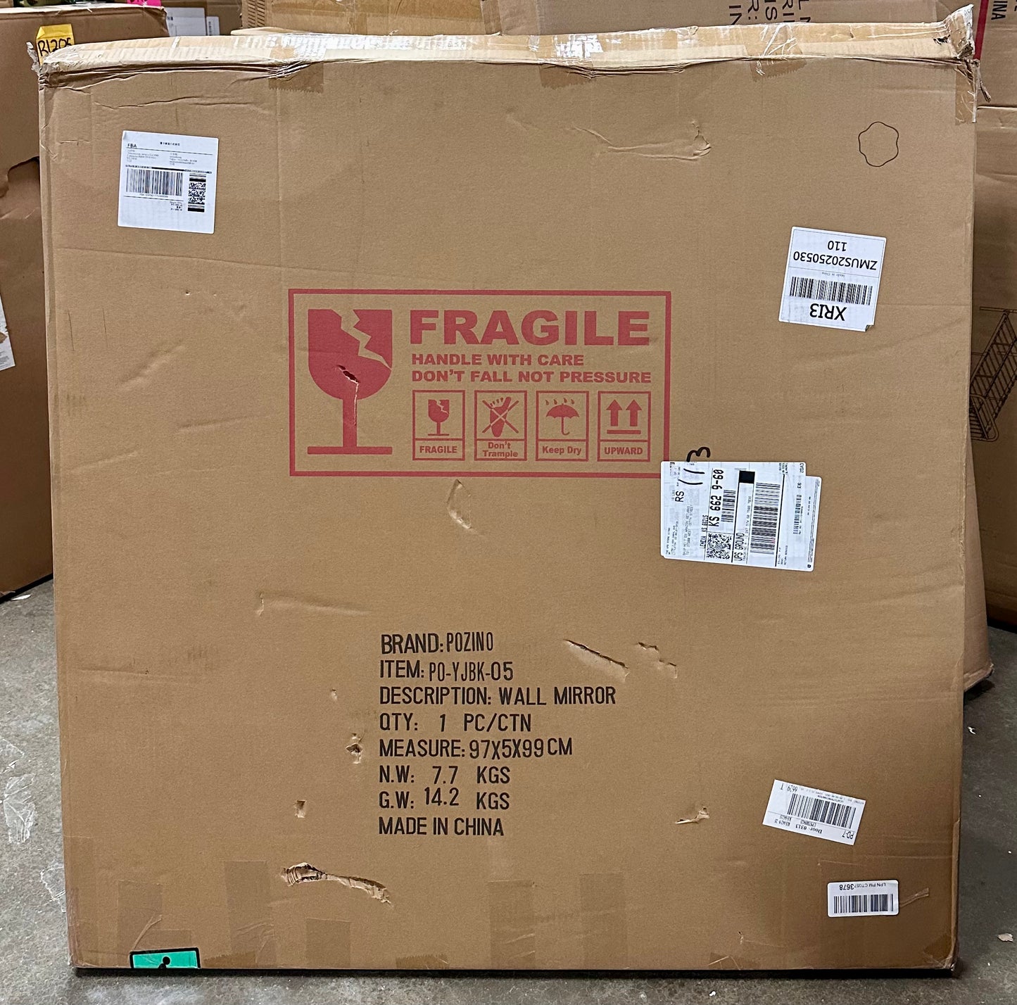 POZINO Irregular Mirror, 35" Large Asymmetrical Circle Mirror, Black Scalloped Rounded Mirror, Modern Frameless Abstract Mirror for Living Room, Bedroom, Bathroom, Entryway ( M481)