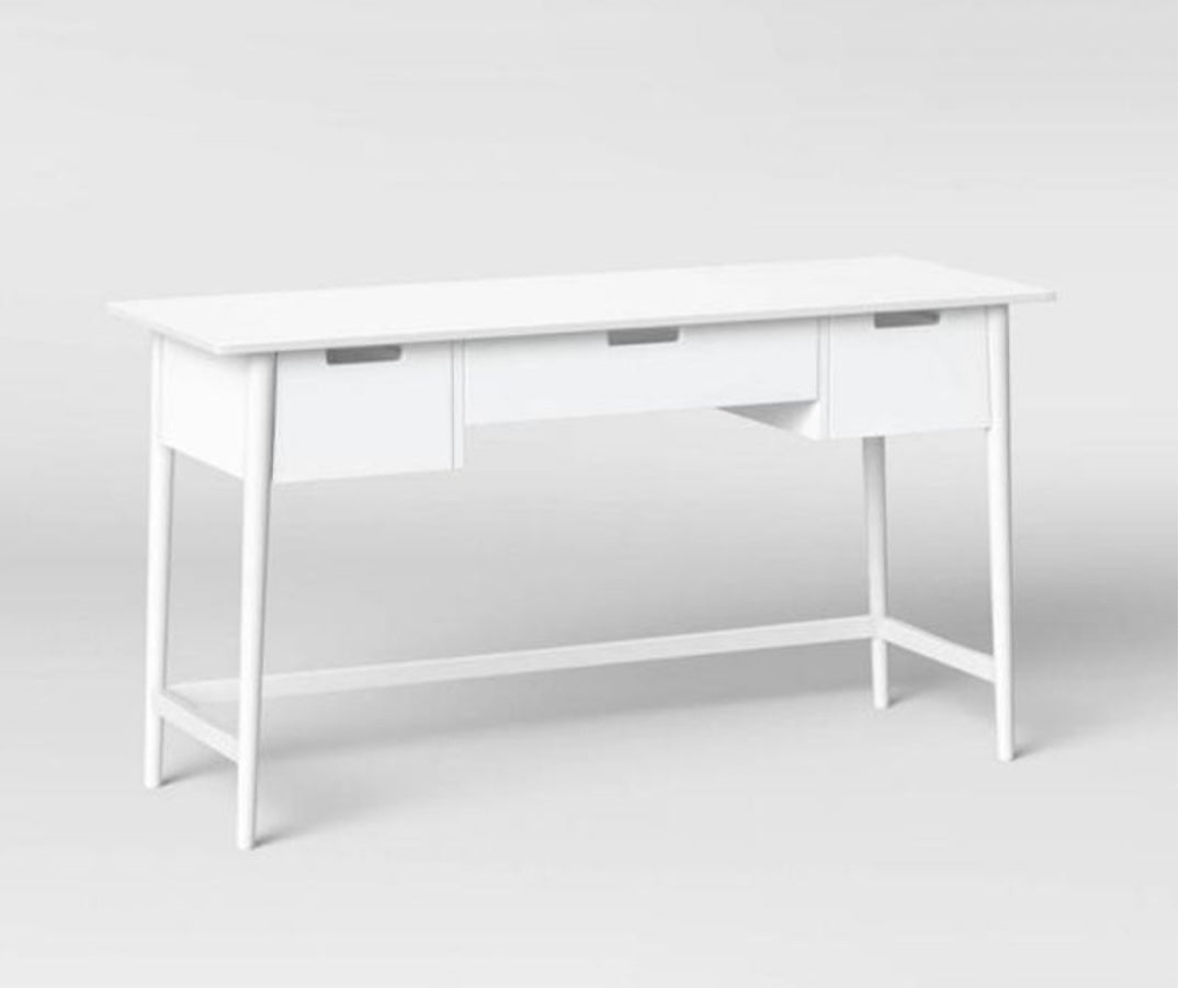 New - White, Mid Century Modern Desk (L825)