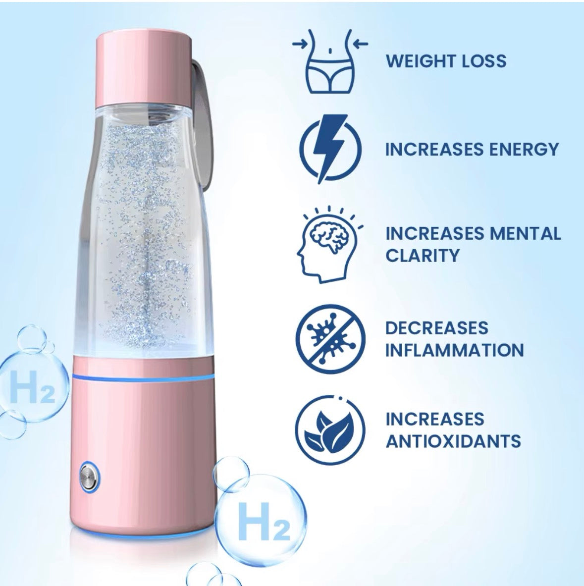 Lifeant Hydrogen Water Bottle Generator–5000PPB 230ml Hydrogen Water Machine– Magnetic Charging Hydrogen Bottle Waterwith Adjustable Speed – Food-Grade and Waterproof Water Ionizer (Pink)