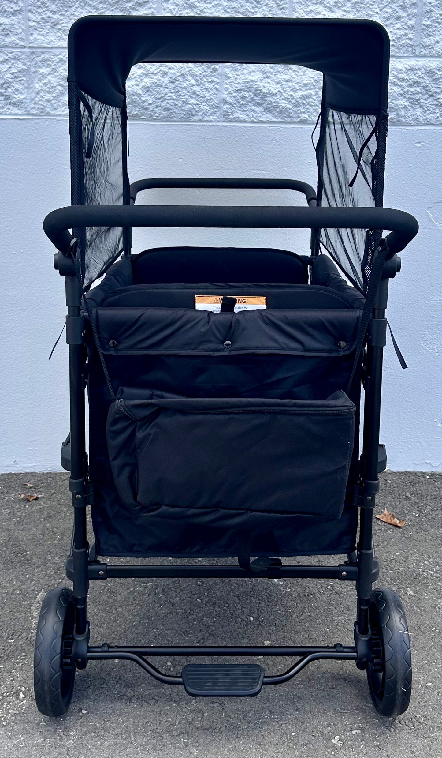 VOOI Stroller Wagon 4 Seater, Wagon for Kids, Collapsible W4 Stroller with Seats with 5-Point Harnesses, Easy Access Zipper Door, and Removable Sun Canopy (Black, W4-Large) (R697)