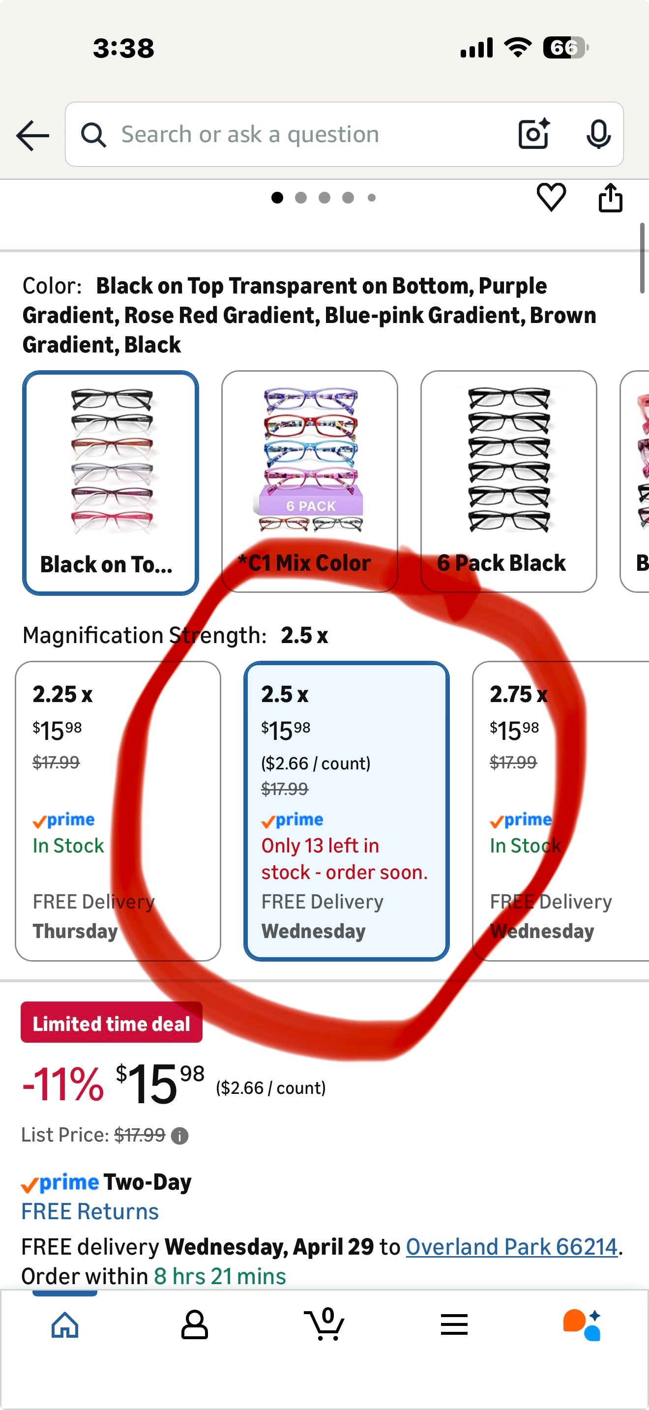 Gaoye Reading Glasses for Women, 6 pack Fashion Readers for Women Men Spring Hinge Eye Glasses, Blue Light Reading Glasses (+2.50)