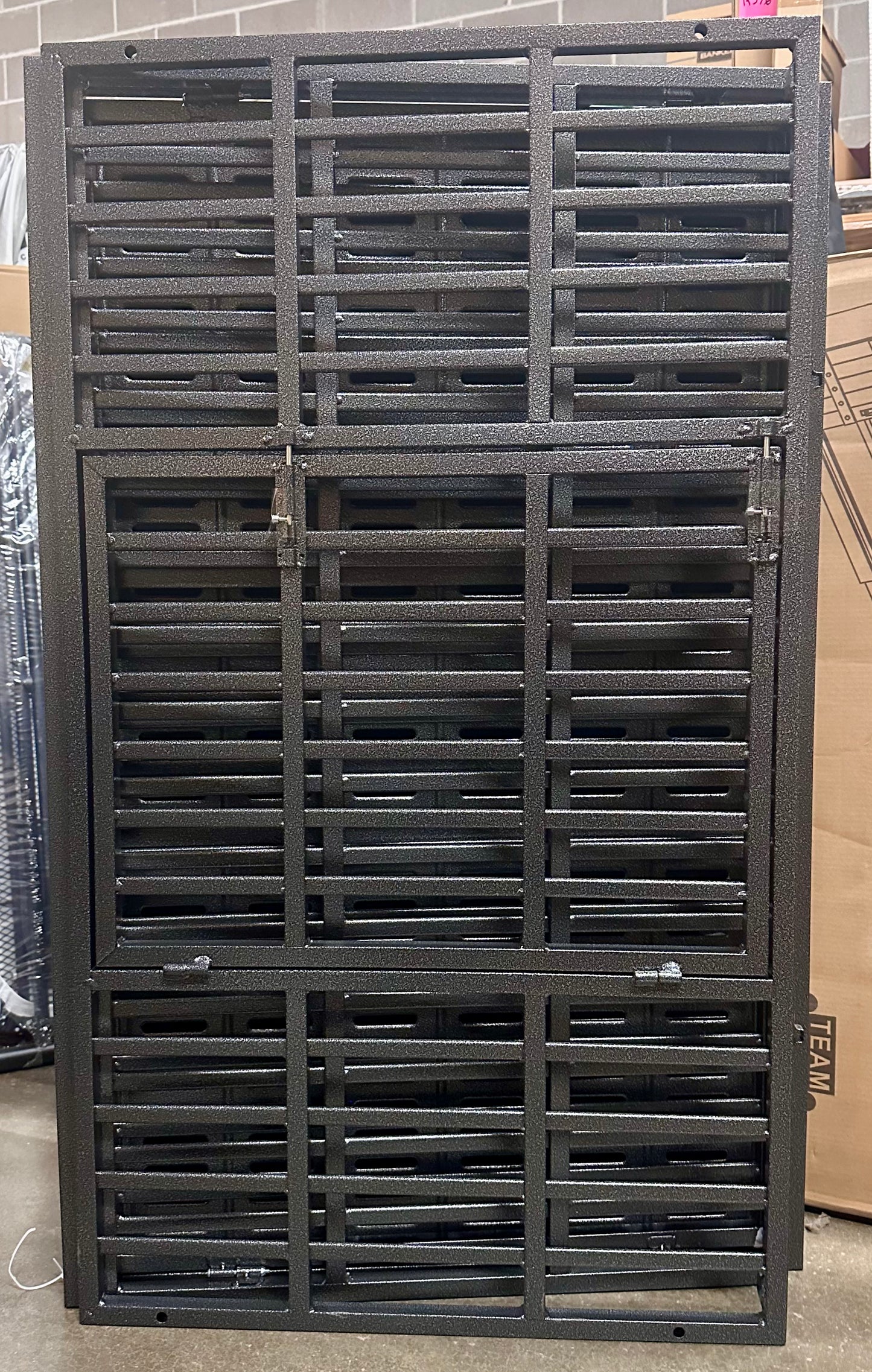 Oranland 48 inch Heavy Duty Indestructible Dog Crate, Reinforced Baseplate for Large Dogs, XL Dog Crate for High Anxiety Dogs/Max Load Capacity 250lbs/Double Door with Wheels (R674)