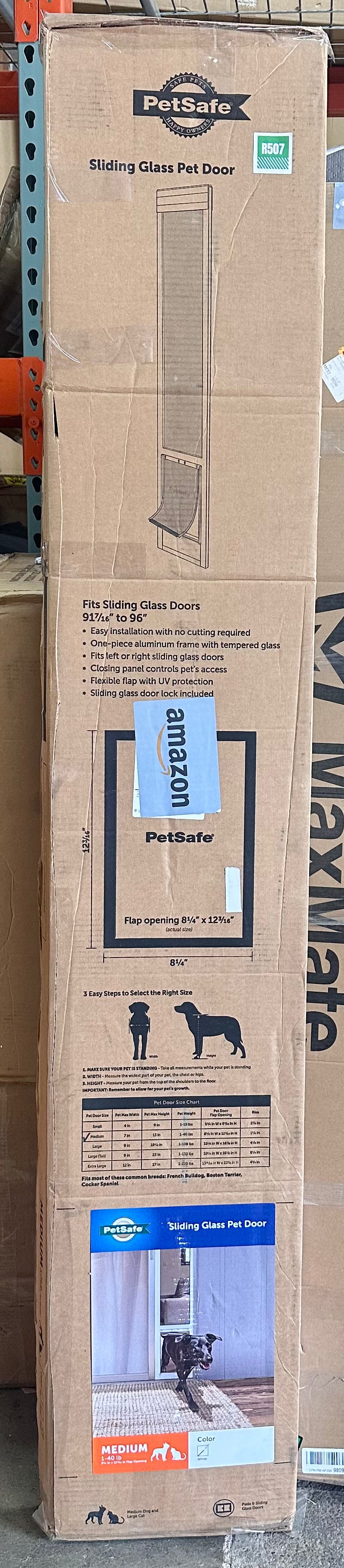 New - PetSafe Doggy Door for Sliding Glass Door, Medium, Dogs Up to 40 lb (R507)