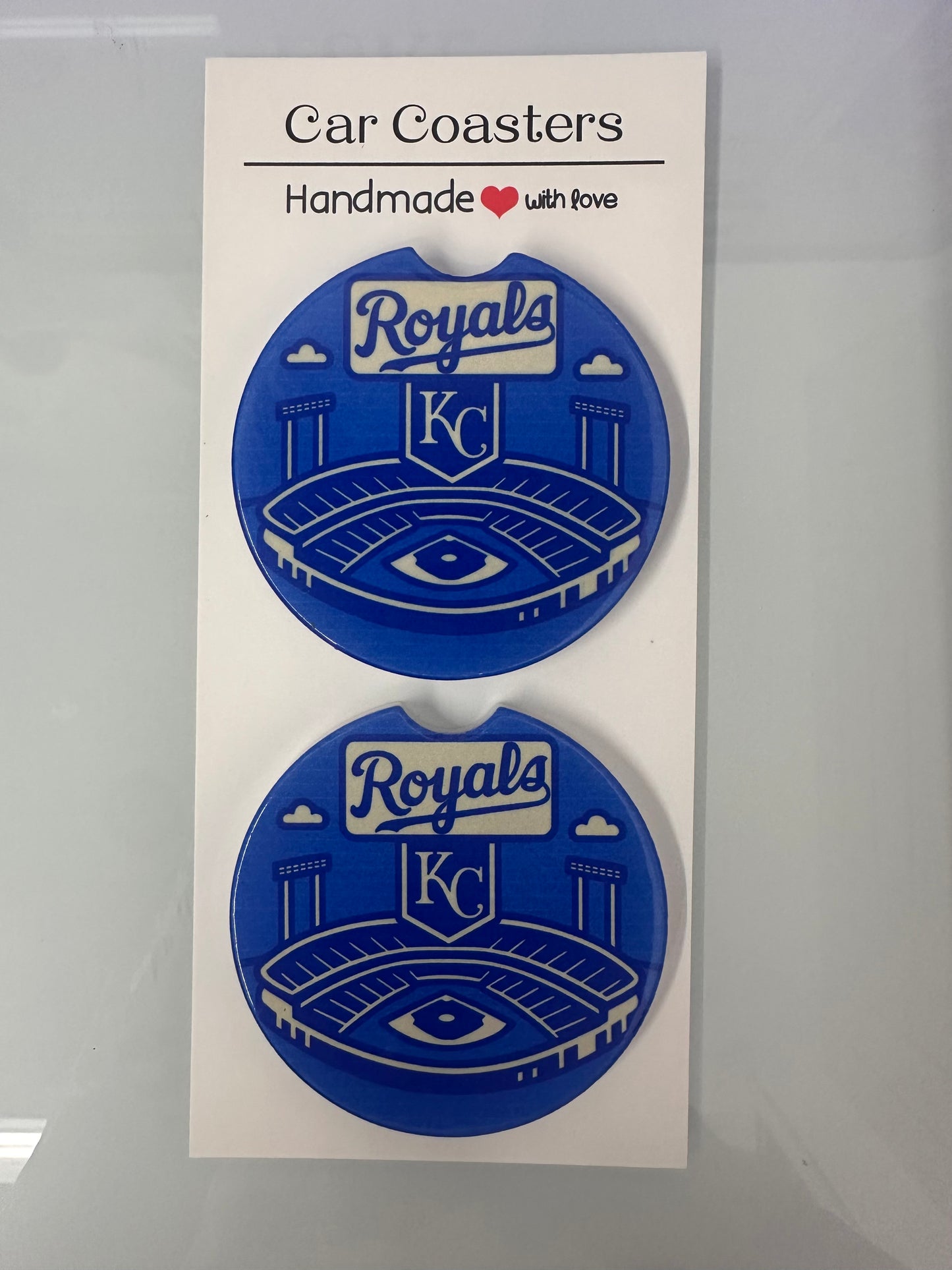 KC RoyalsCeramic Car Coasters for Cupholders - Set of 2