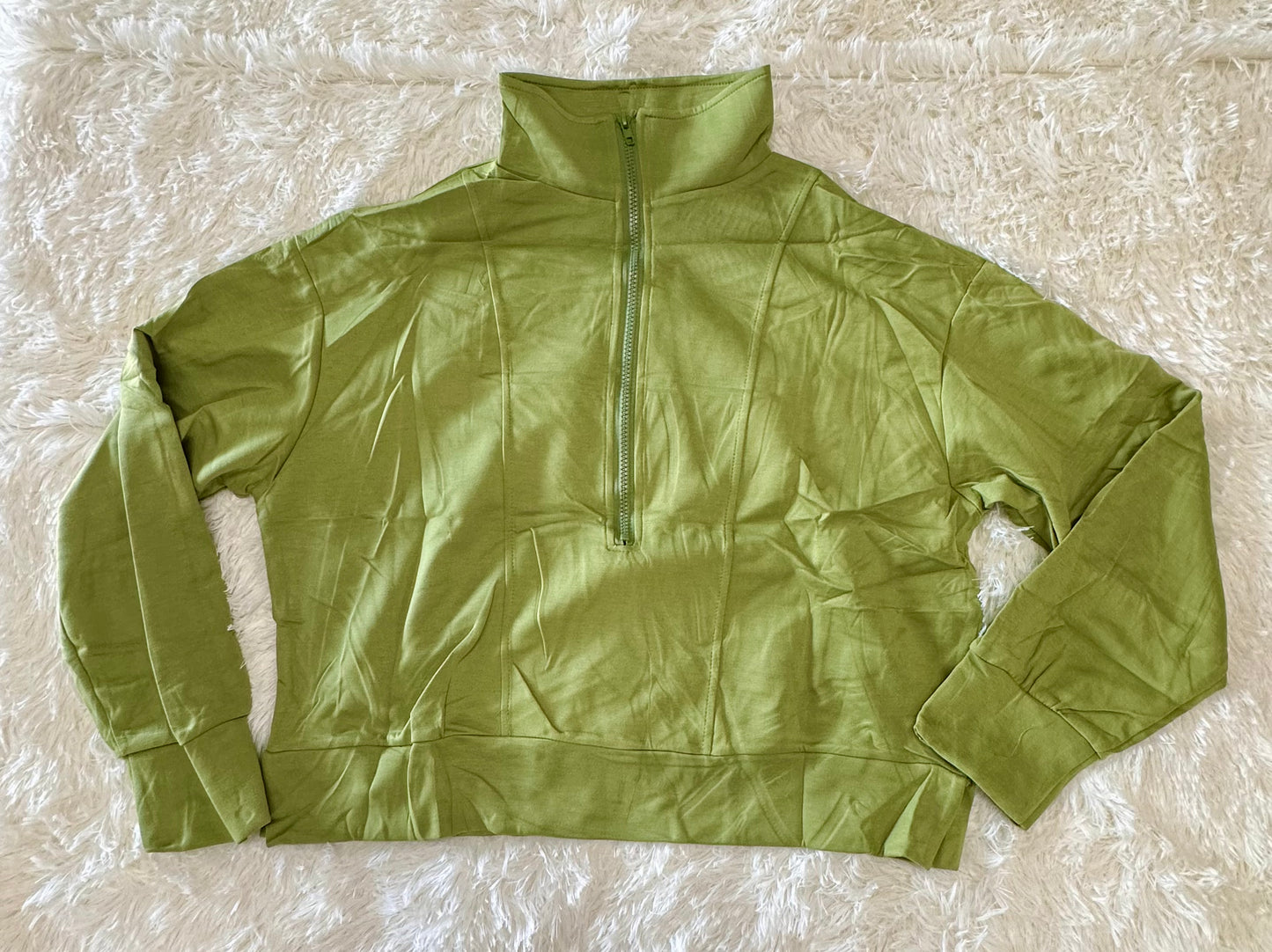 Women’s Two Piece Outfit, Half Zip Lapel Cap Sleeve Sweatshirt with High Waist Drawstring Shorts (Size XL)