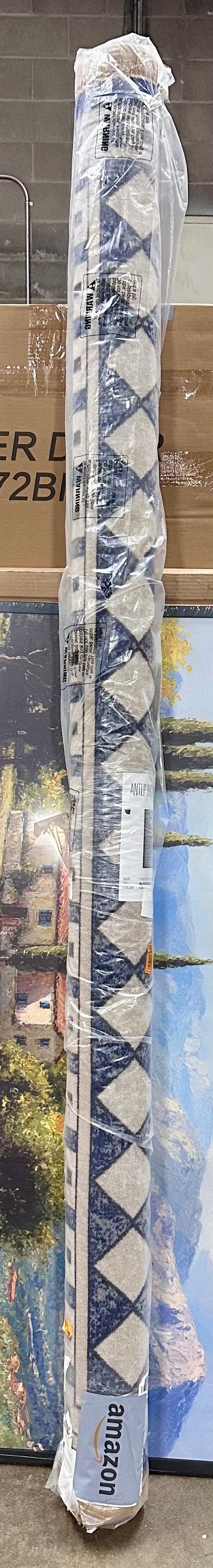 Antep Rugs Alfombras Modern Bordered 8x10 Non-Skid (Non-Slip) Low Profile Pile Rubber Backing Indoor Area Rugs (Navy Blue, 7'10" x 10') (L1083)