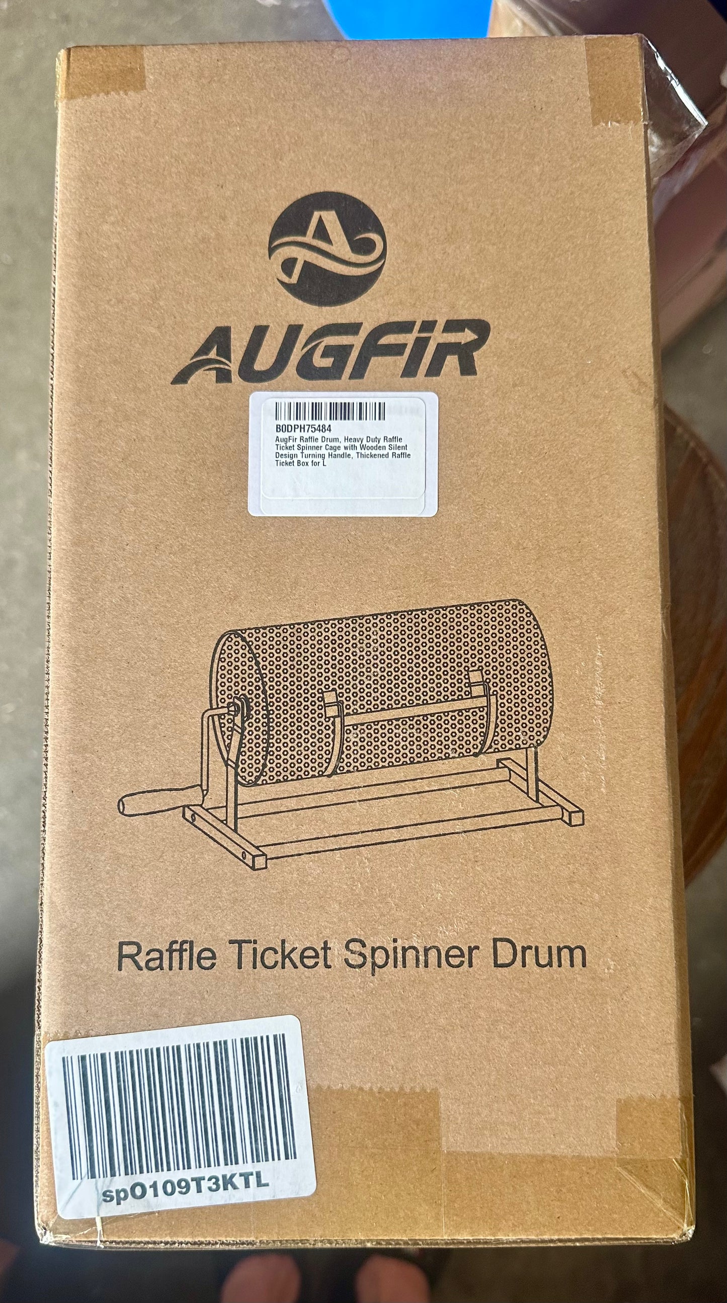 Raffle Drum 15" x 7" Holds 3,000 Tickets, Heavy Duty Raffle Ticket Spinner Cage with Wooden Silent Design Turning Handle, Thickened Raffle Ticket Box for Lottery Games, Bingo, Raffle Balls
