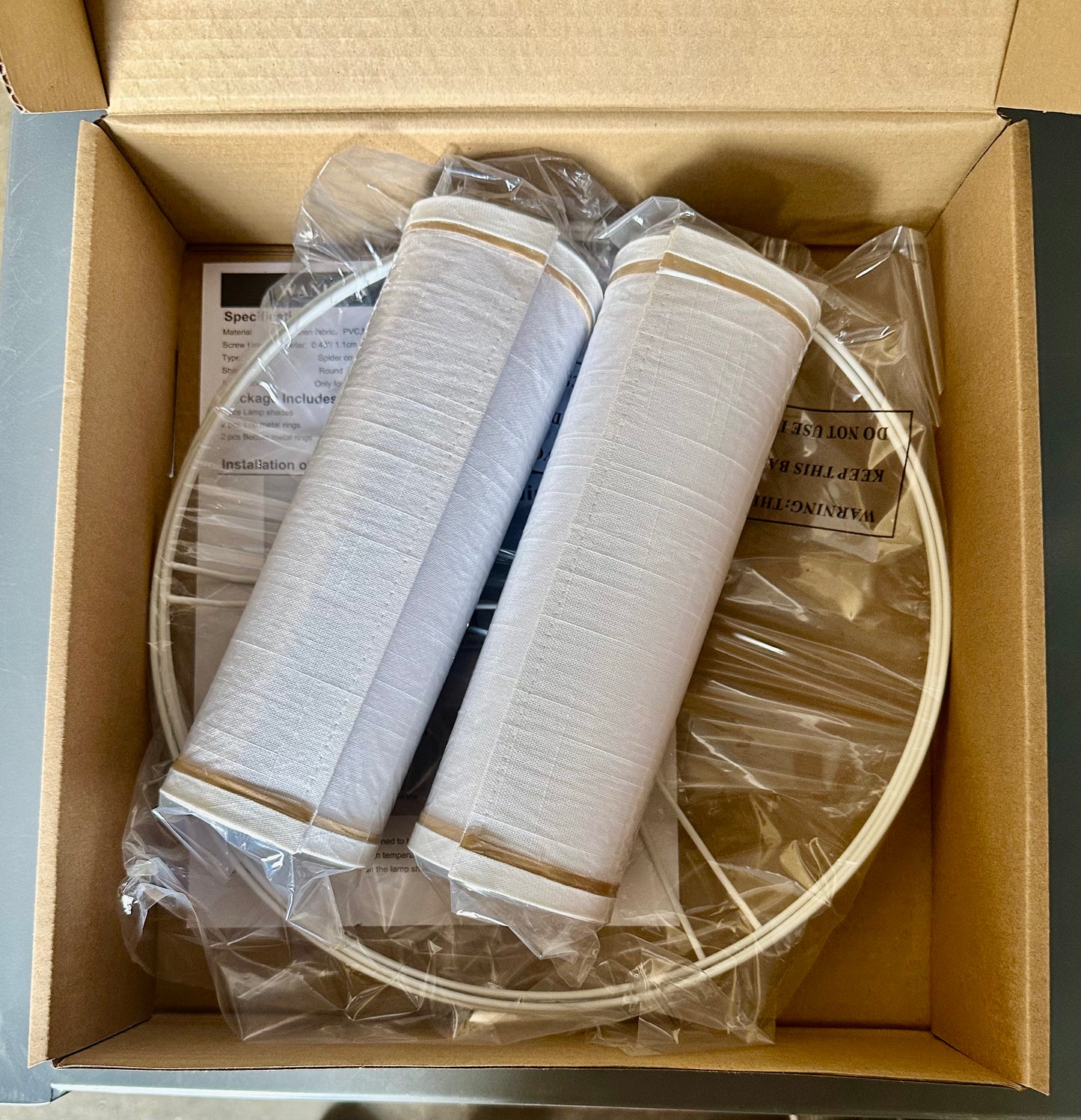 Set of 2, Drum Lamp Shades for Table Lamps, Easy Assembly, Natural Linen Fabric (WhiteA, 13 * 13 * 10)