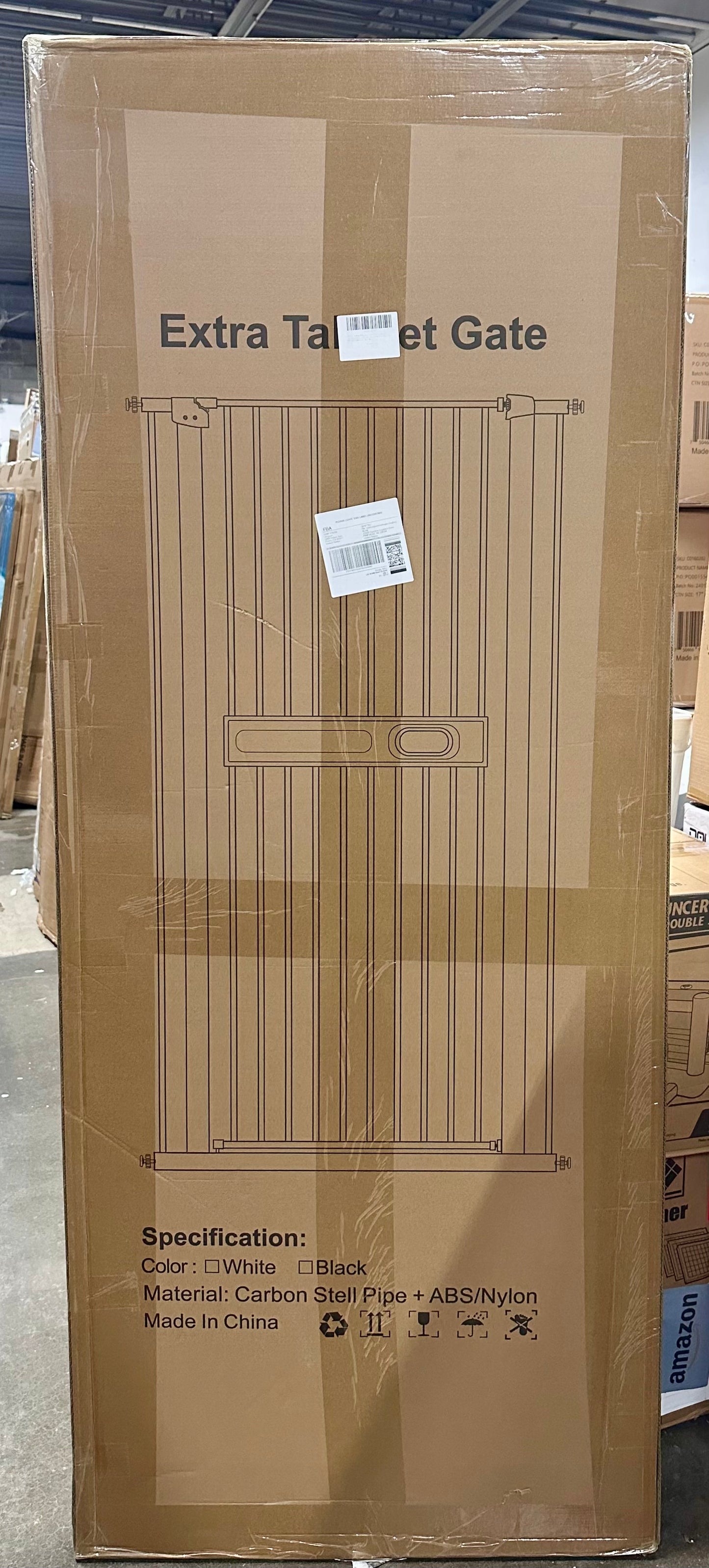 71" Extra Tall Pet Gate for Doorways, 29.9-45.6" Wide Tall Pet Safety Gate, Baby Safety Gate, Pressure Mounted, No Drill, Walk Through Door, Black Metal (R777)