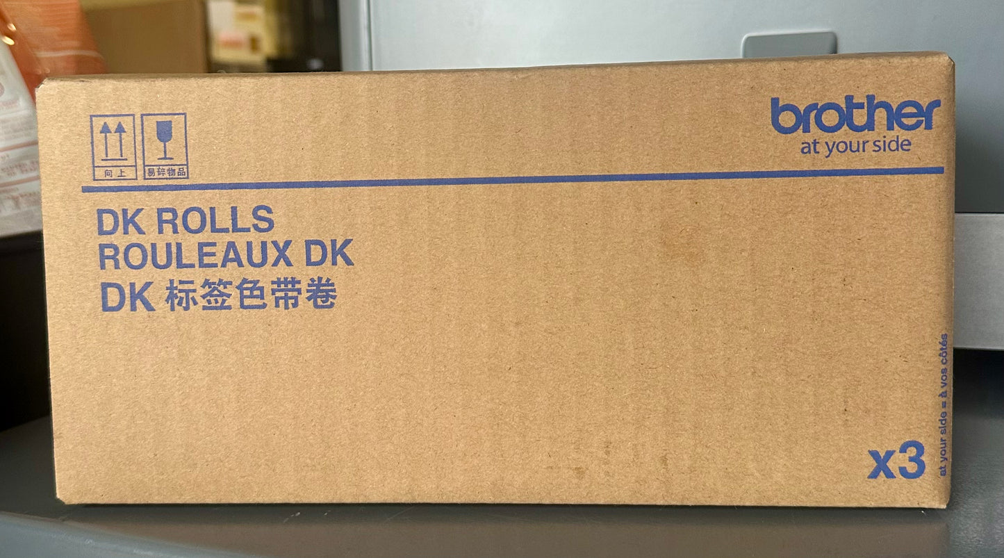 3-Pack, Brother Genuine DK-12023PK Die-Cut Shipping Paper Labels, Long Lasting Reliability, 300 Labels Per Roll, (3) Rolls per Box, White (DK12023PK)